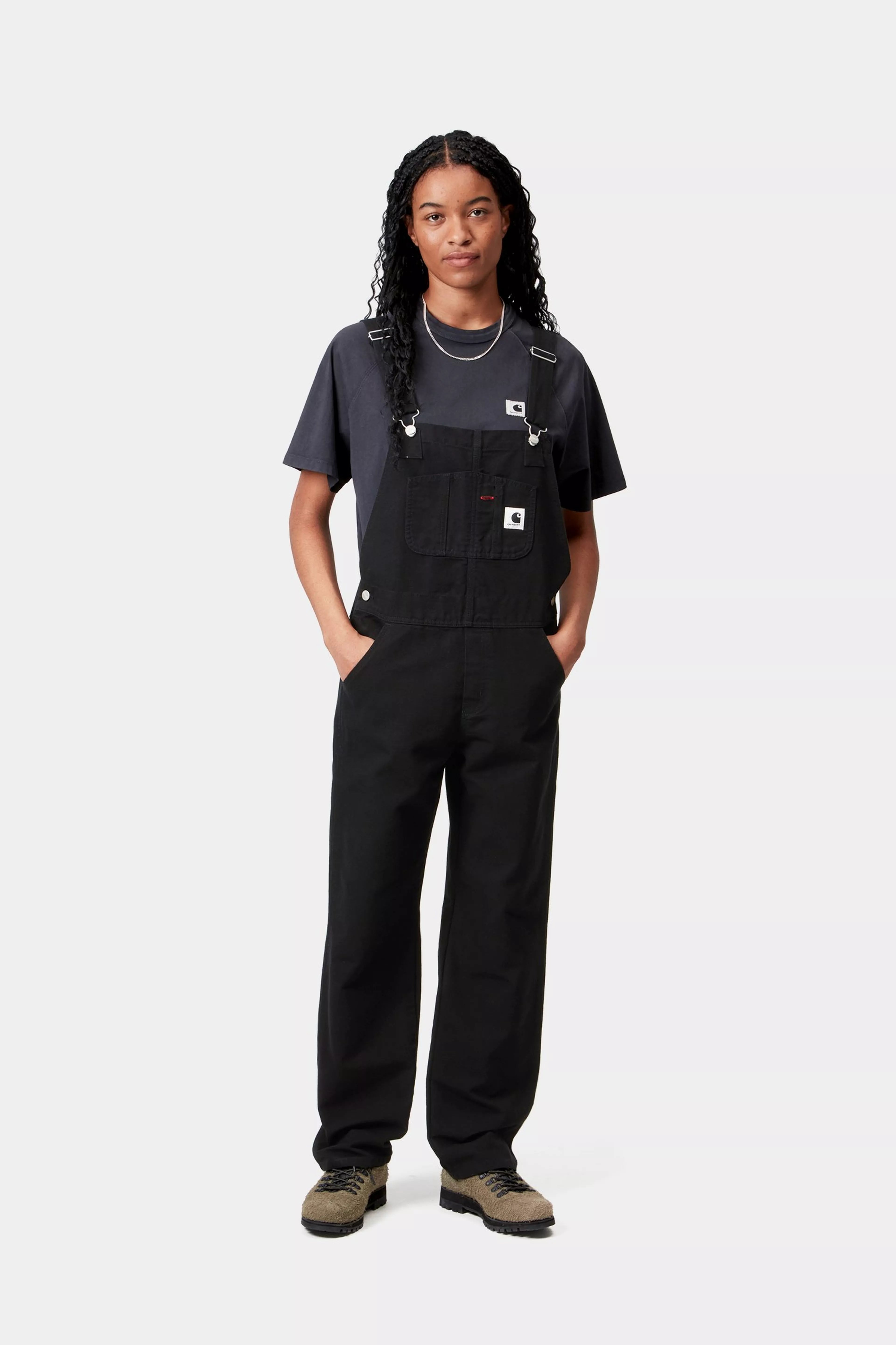 W' BIB OVERALL STRAIGHT  - Black (rinsed)