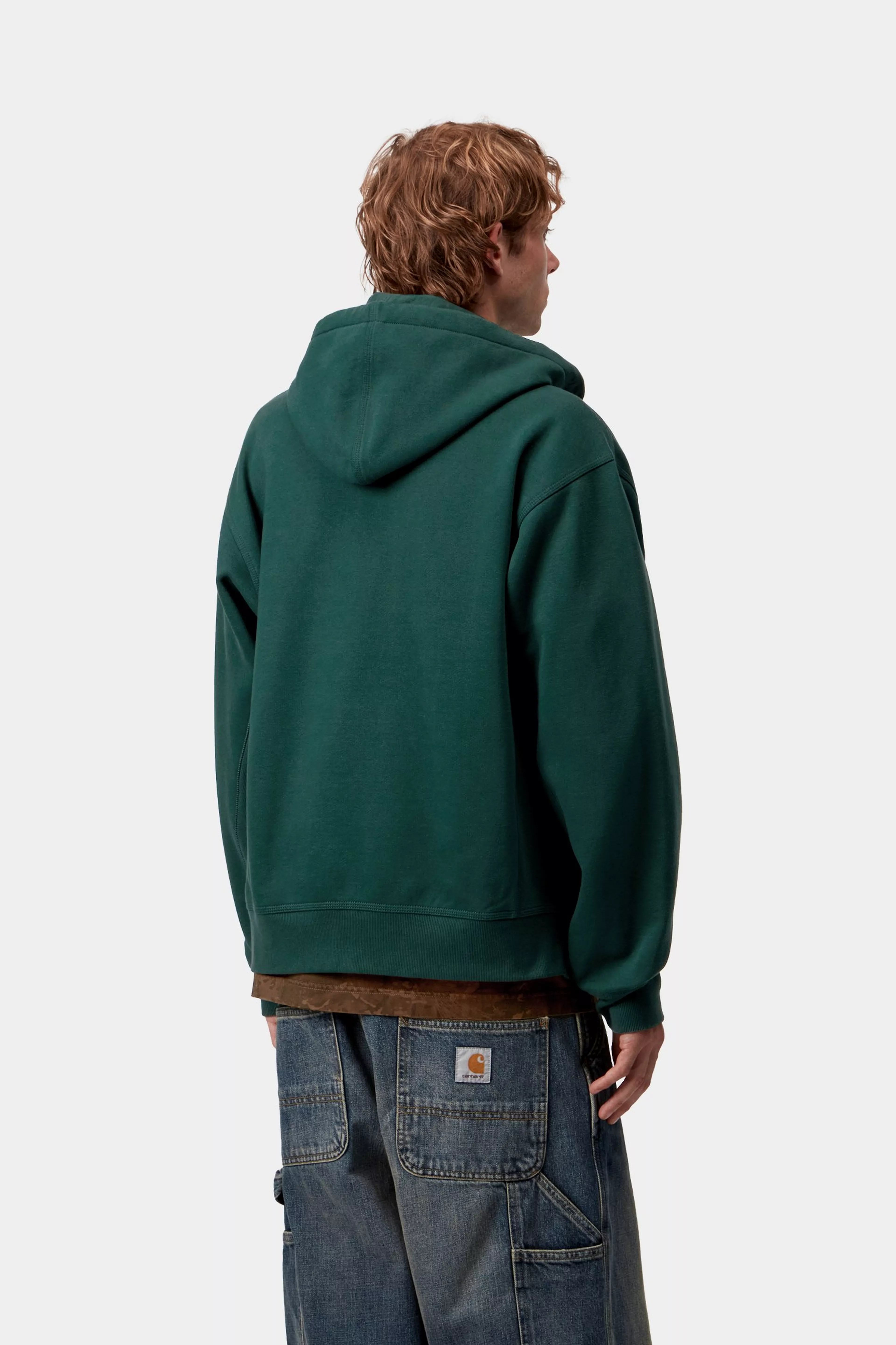 HOODED AMERICAN SCRIPT JACKET - Dark Fir