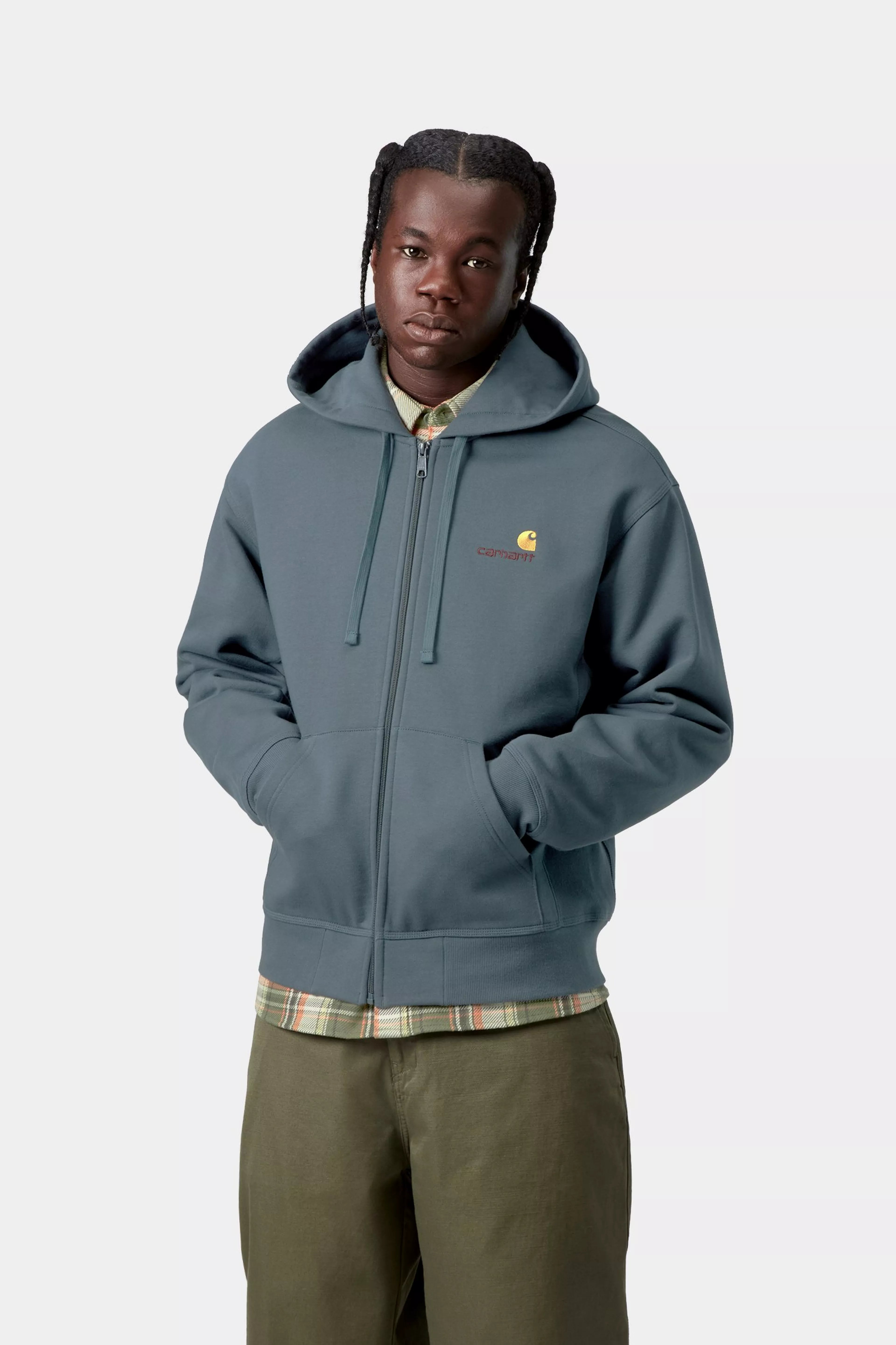 Hooded American Script Jacket - Office Blue 2