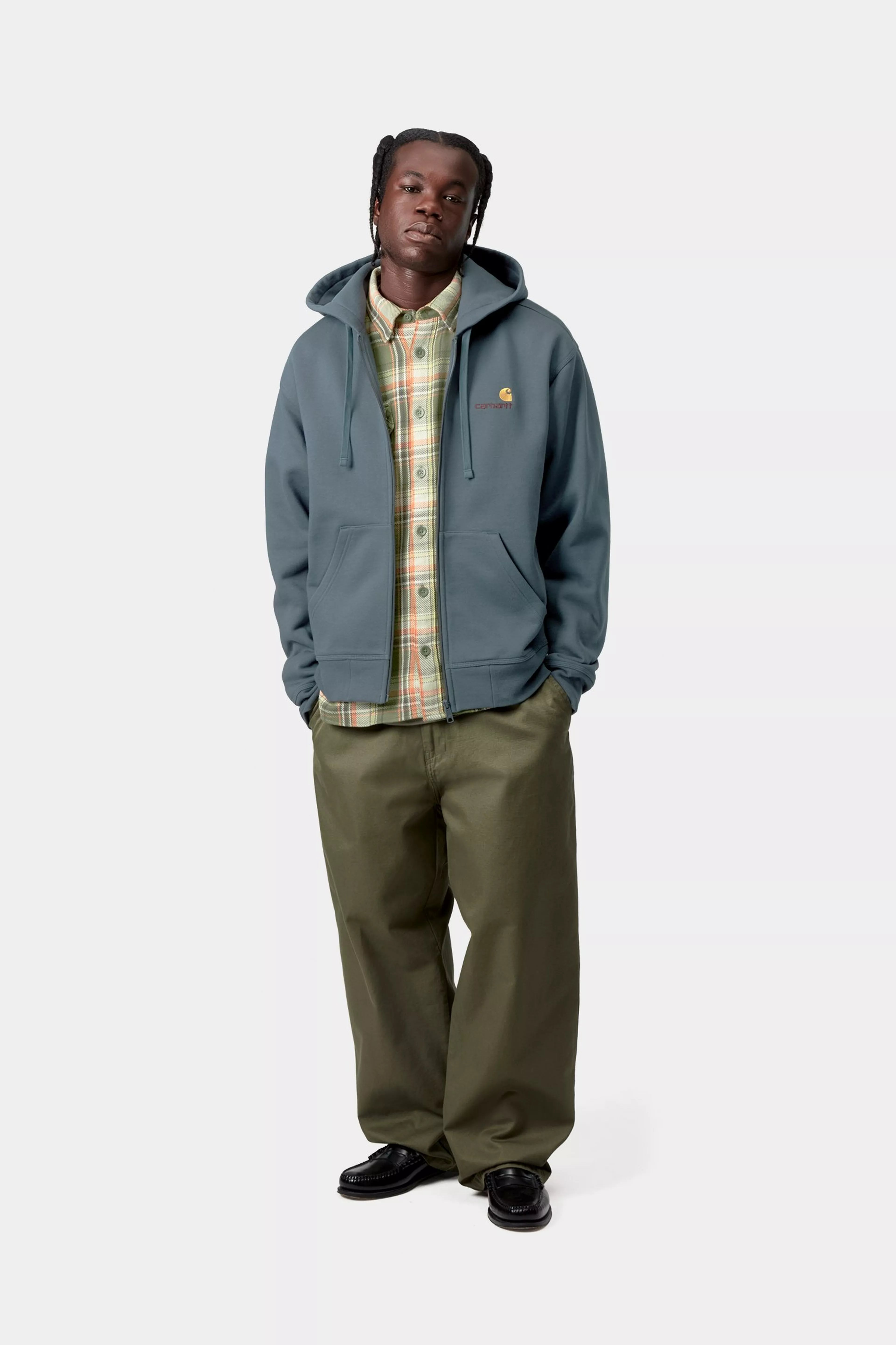 Hooded American Script Jacket - Office Blue 5