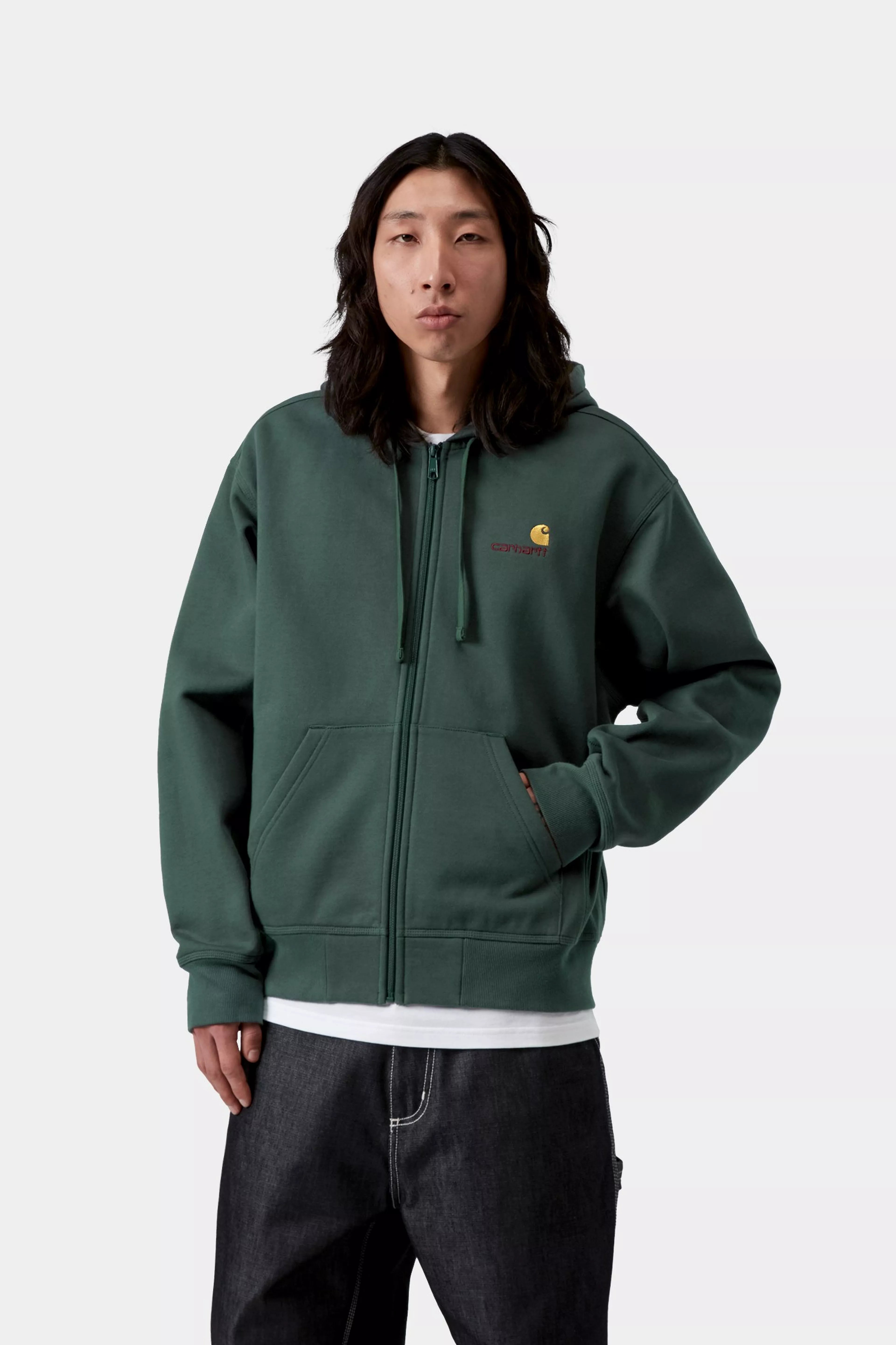 Hooded American Script Jacket - Kale Green