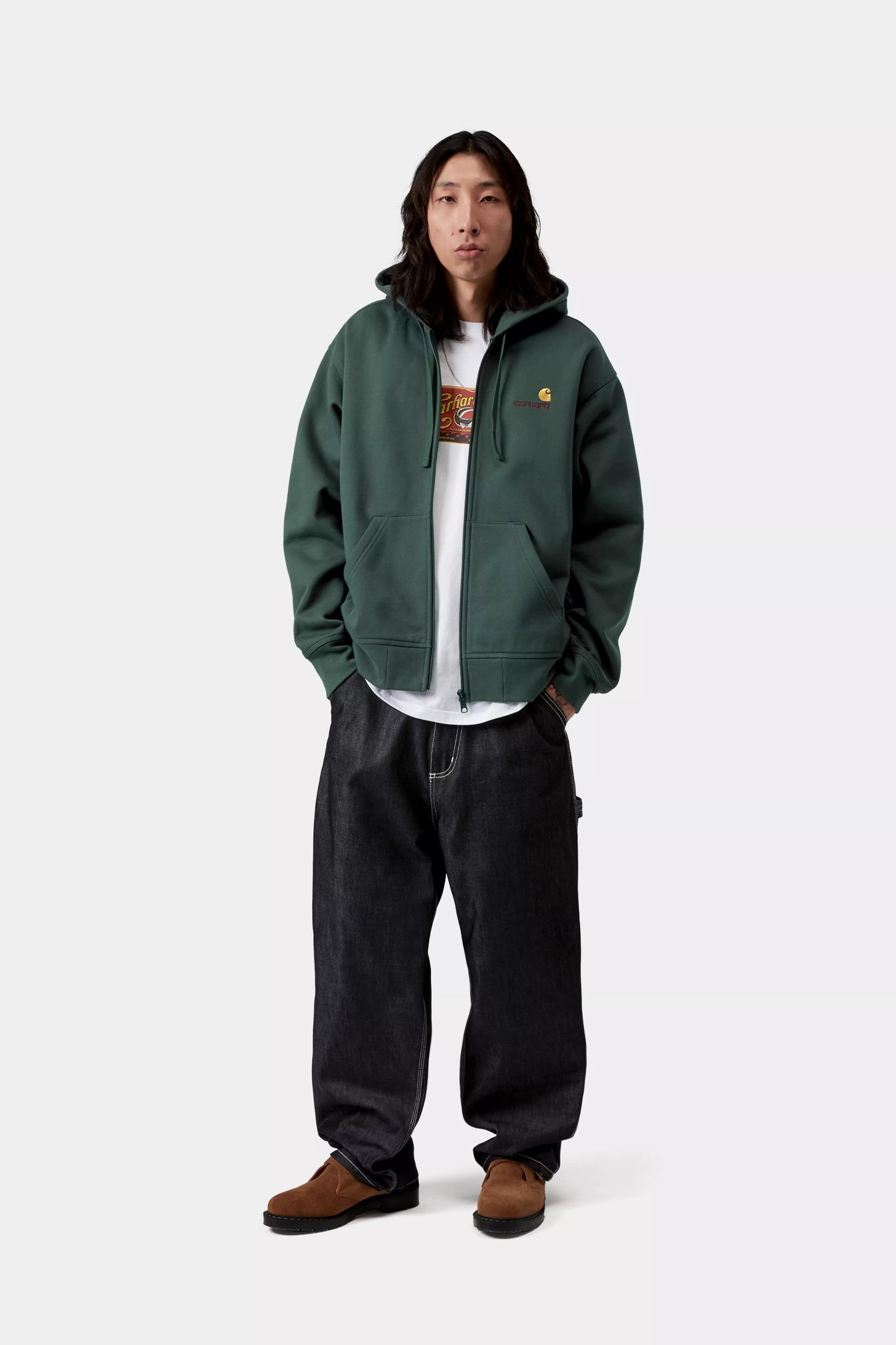 Hooded American Script Jacket - Kale Green