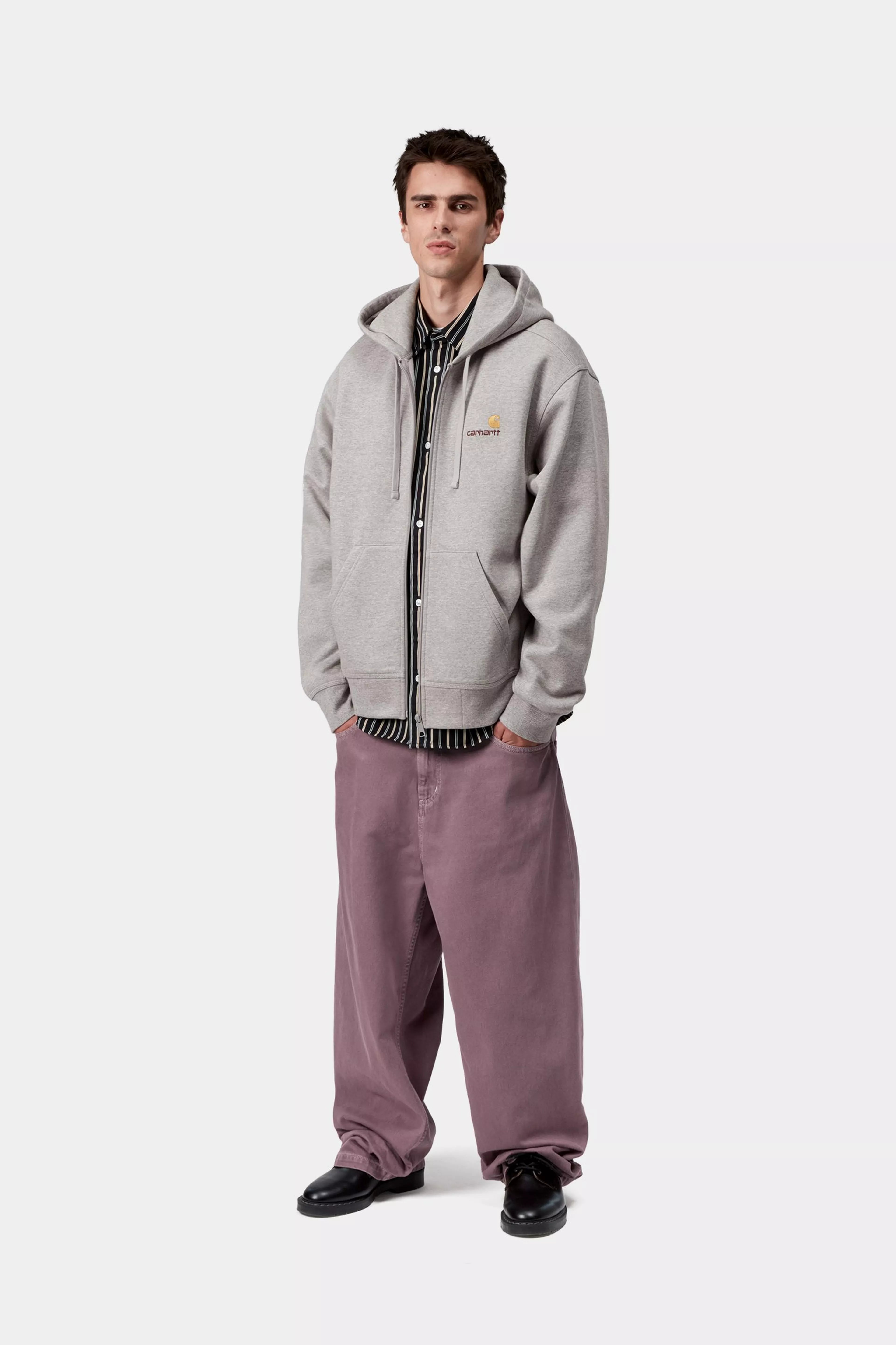 HOODED AMERICAN SCRIPT JACKET - Grey Heather