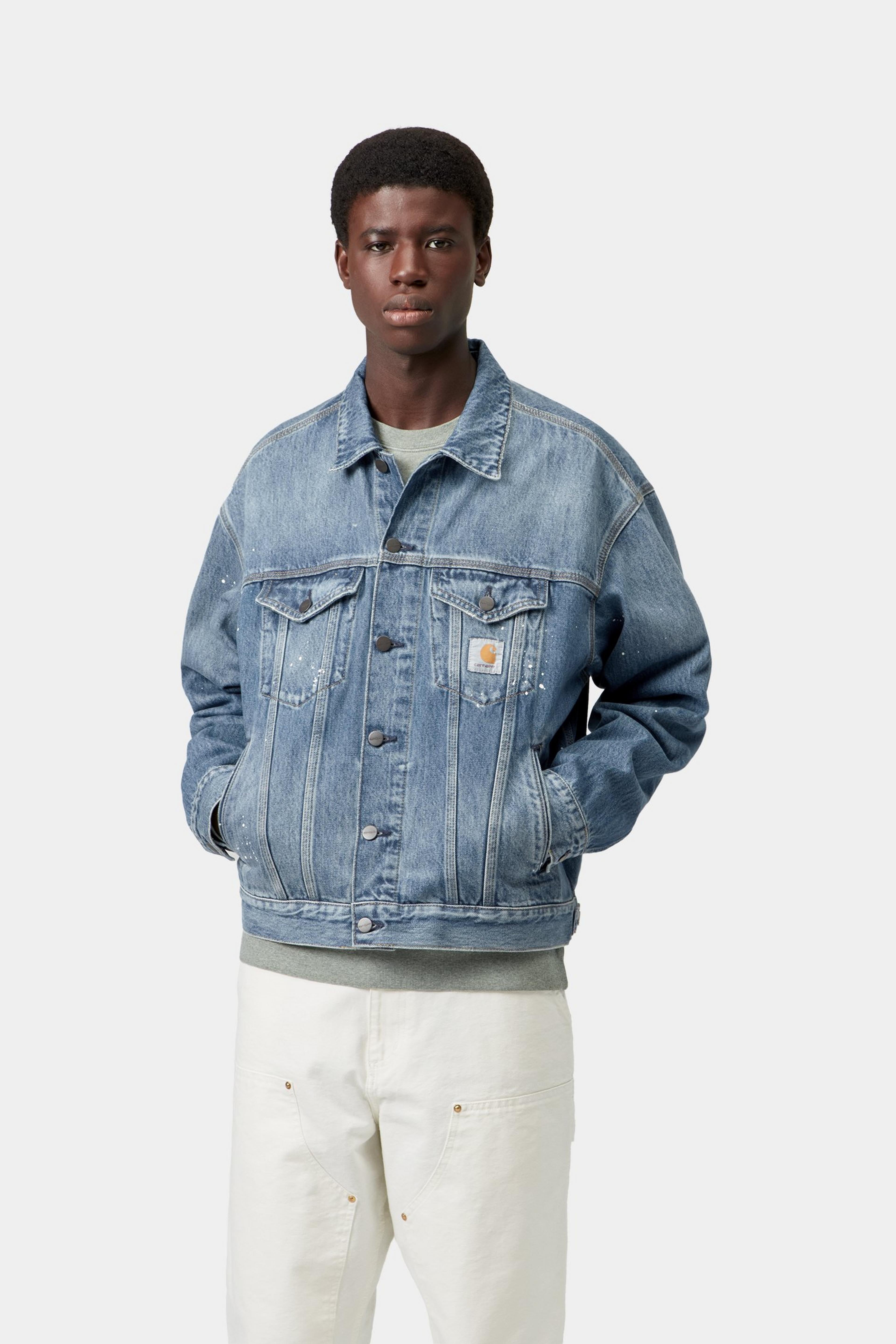 Helston Jacket - Blue, Destroy wash, splatter