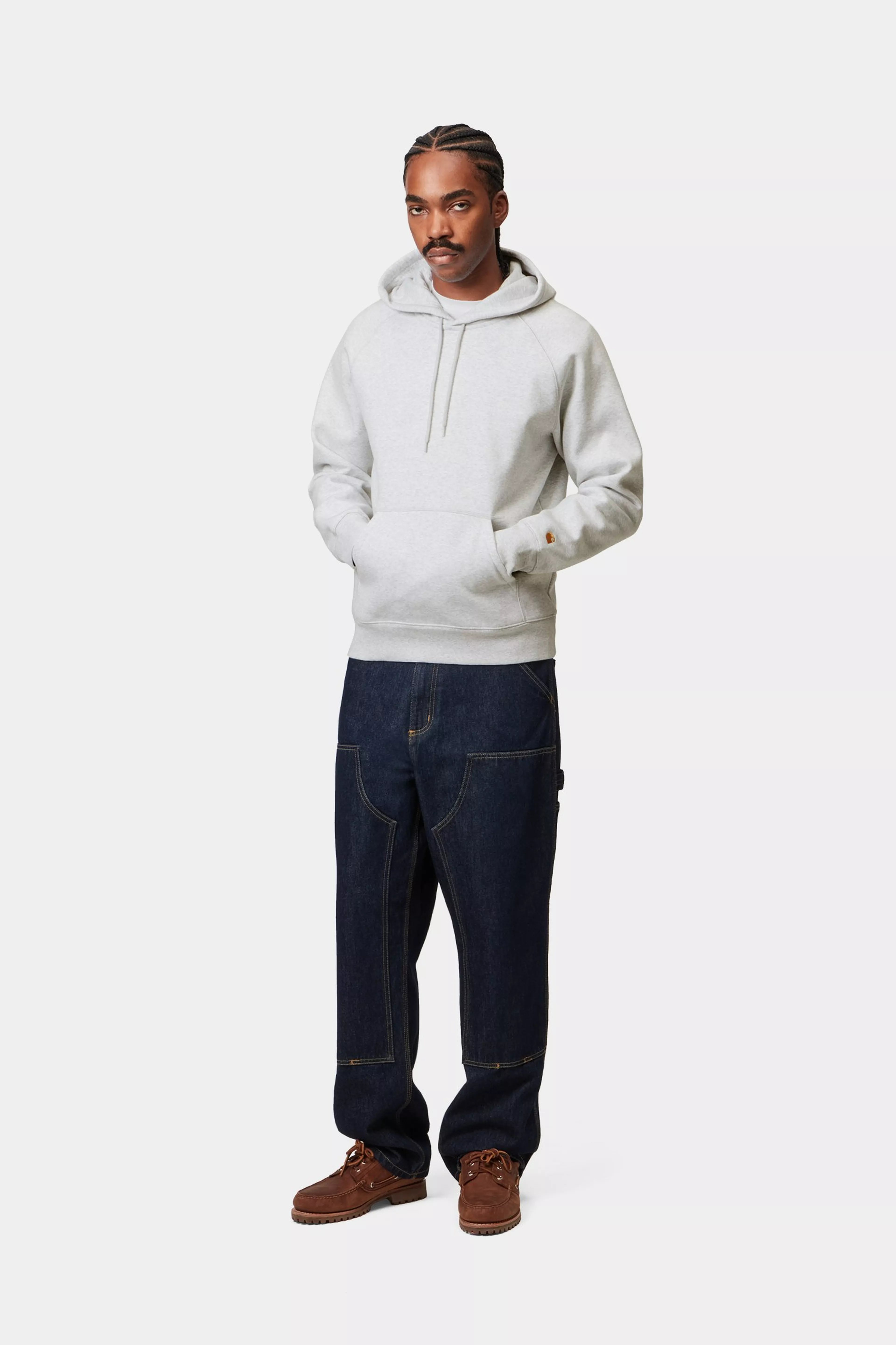 HOODED CHASE SWEAT - Ash Heather / Gold