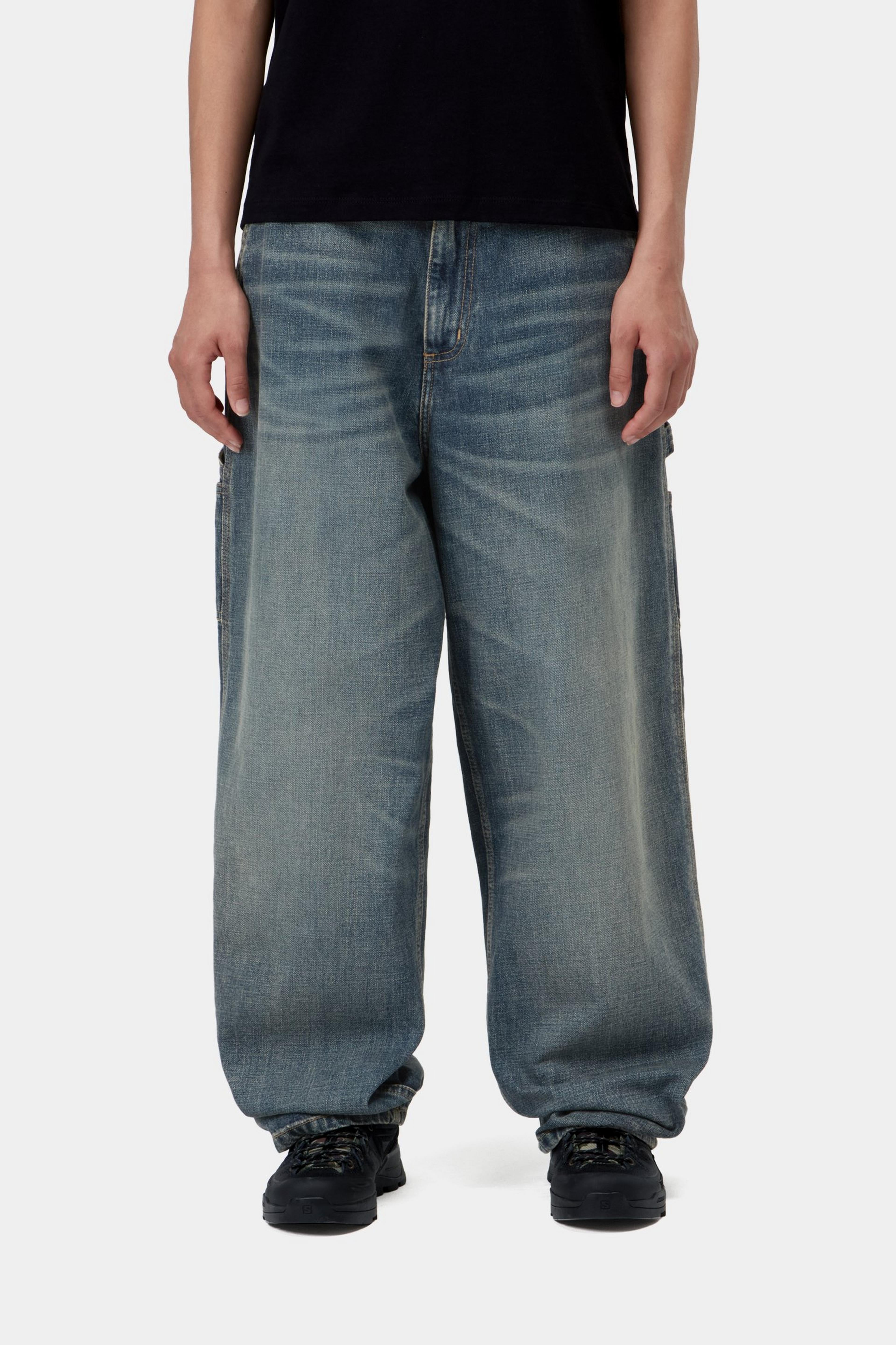 W' Brandon Single Knee Pant - Blue, worn used wash