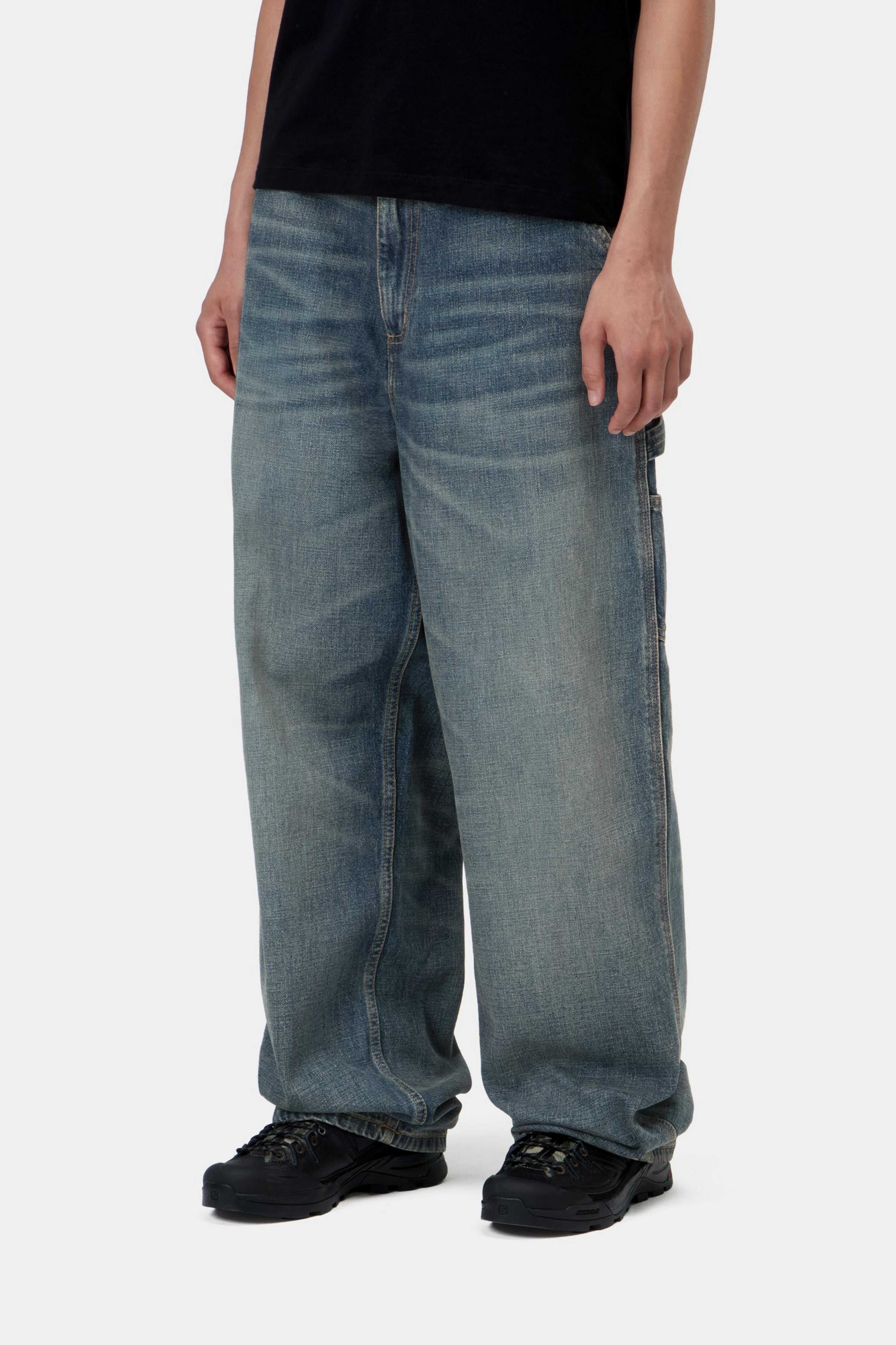 W' Brandon Single Knee Pant - Blue, worn used wash