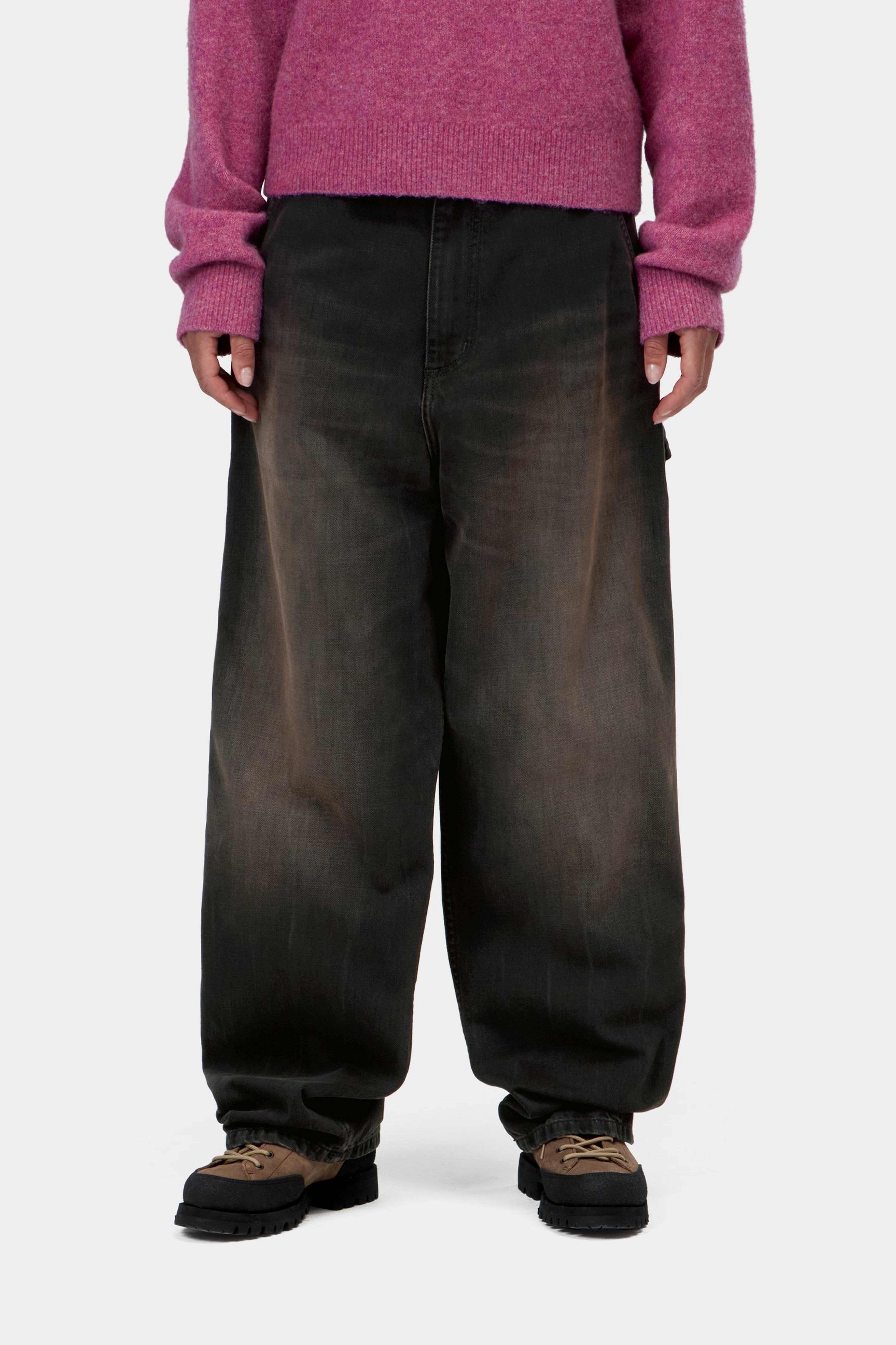 W' Brandon Single Knee Pant - Black, tobacco used wash