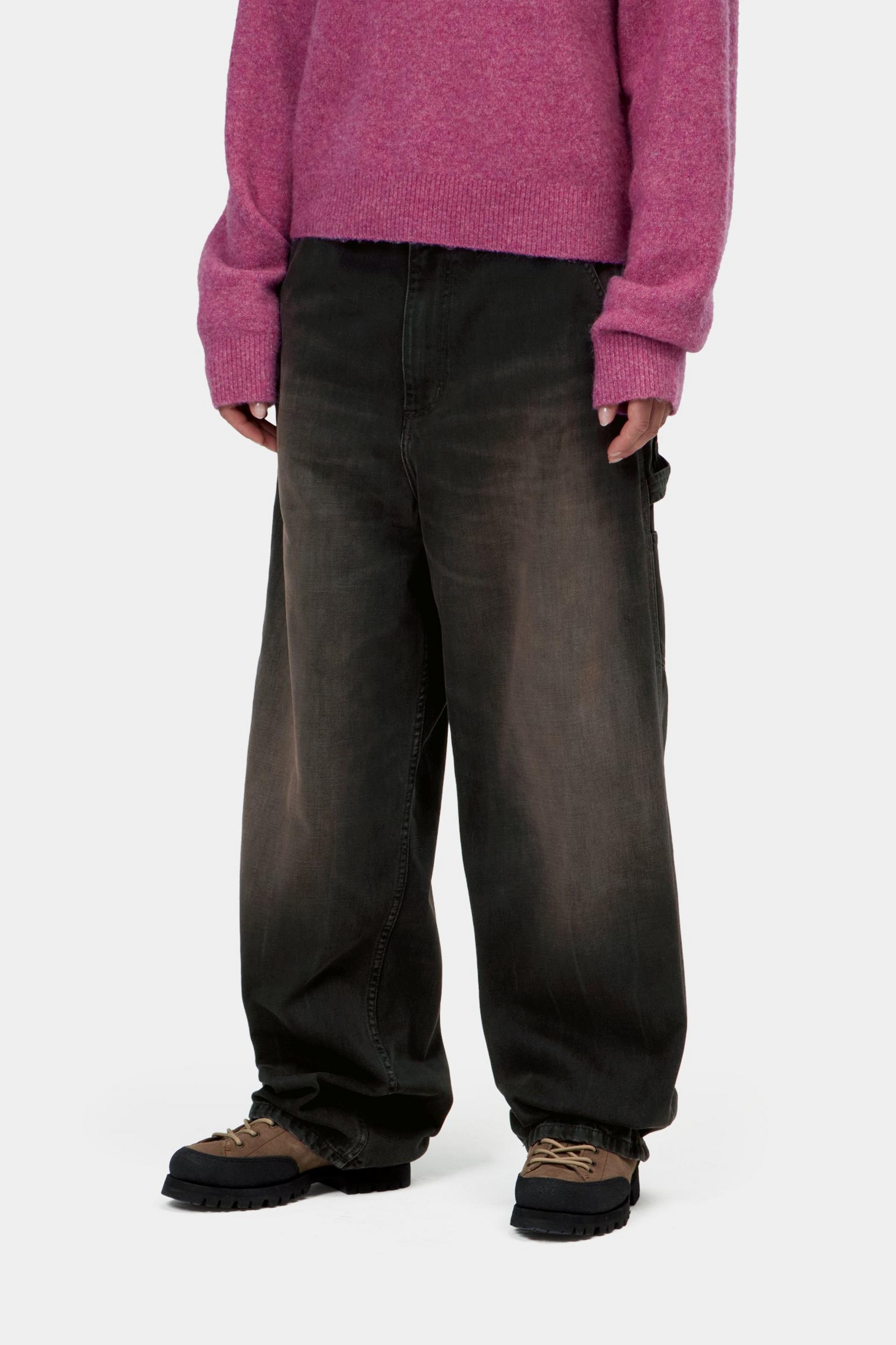W' Brandon Single Knee Pant - Black, tobacco used wash