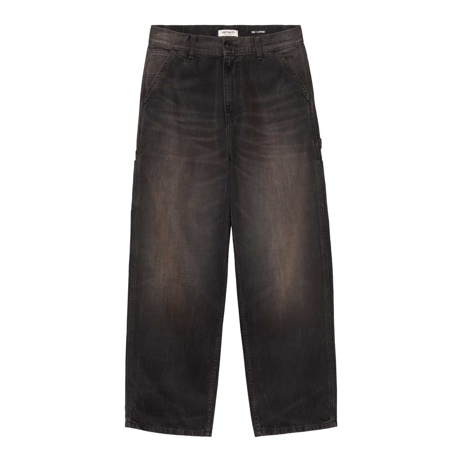 W' Brandon Single Knee Pant - Black, tobacco used wash