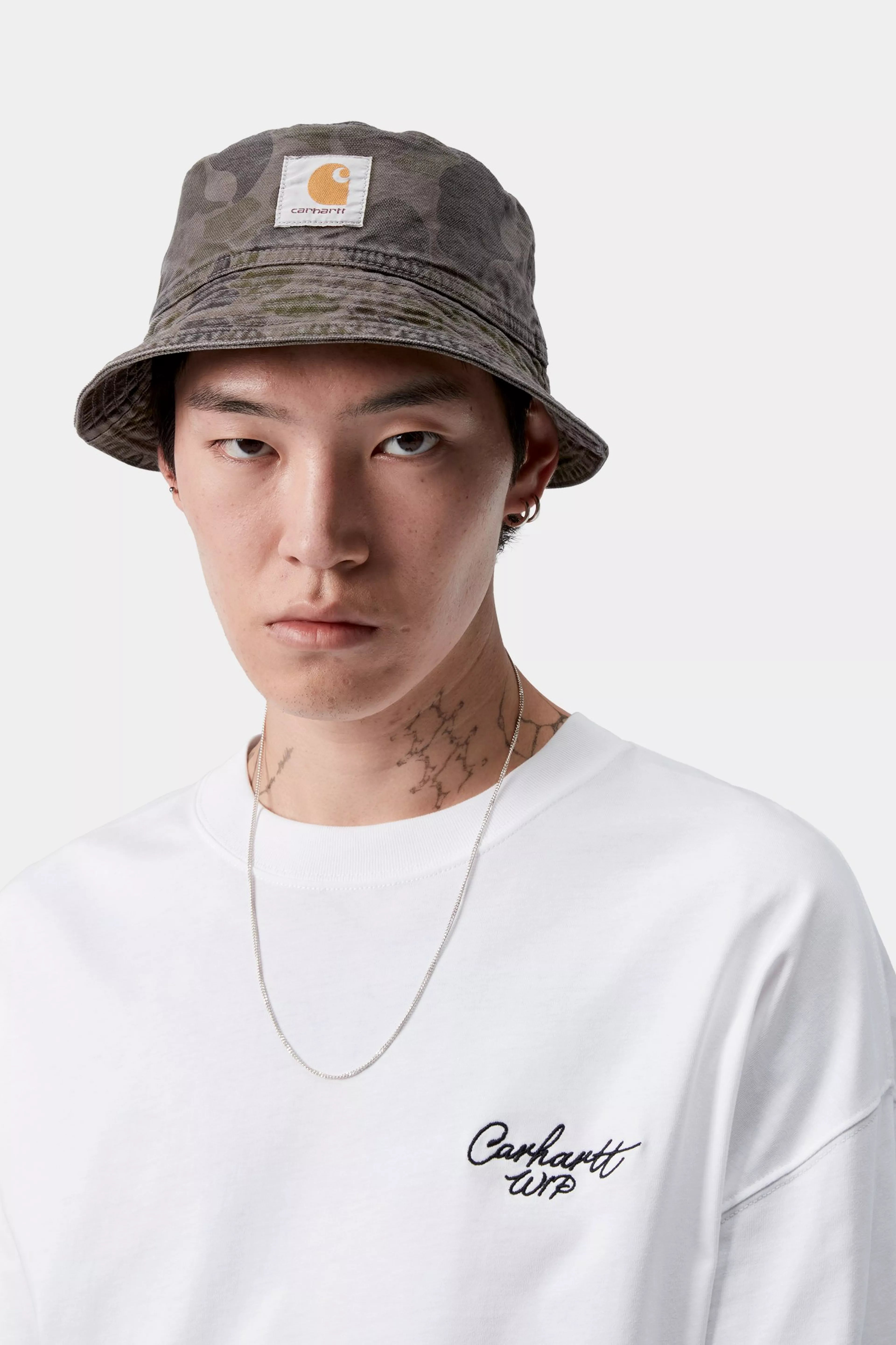 DUCK BUCKET HAT  - Camo Duck, Green / Porphyry, Garment dyed