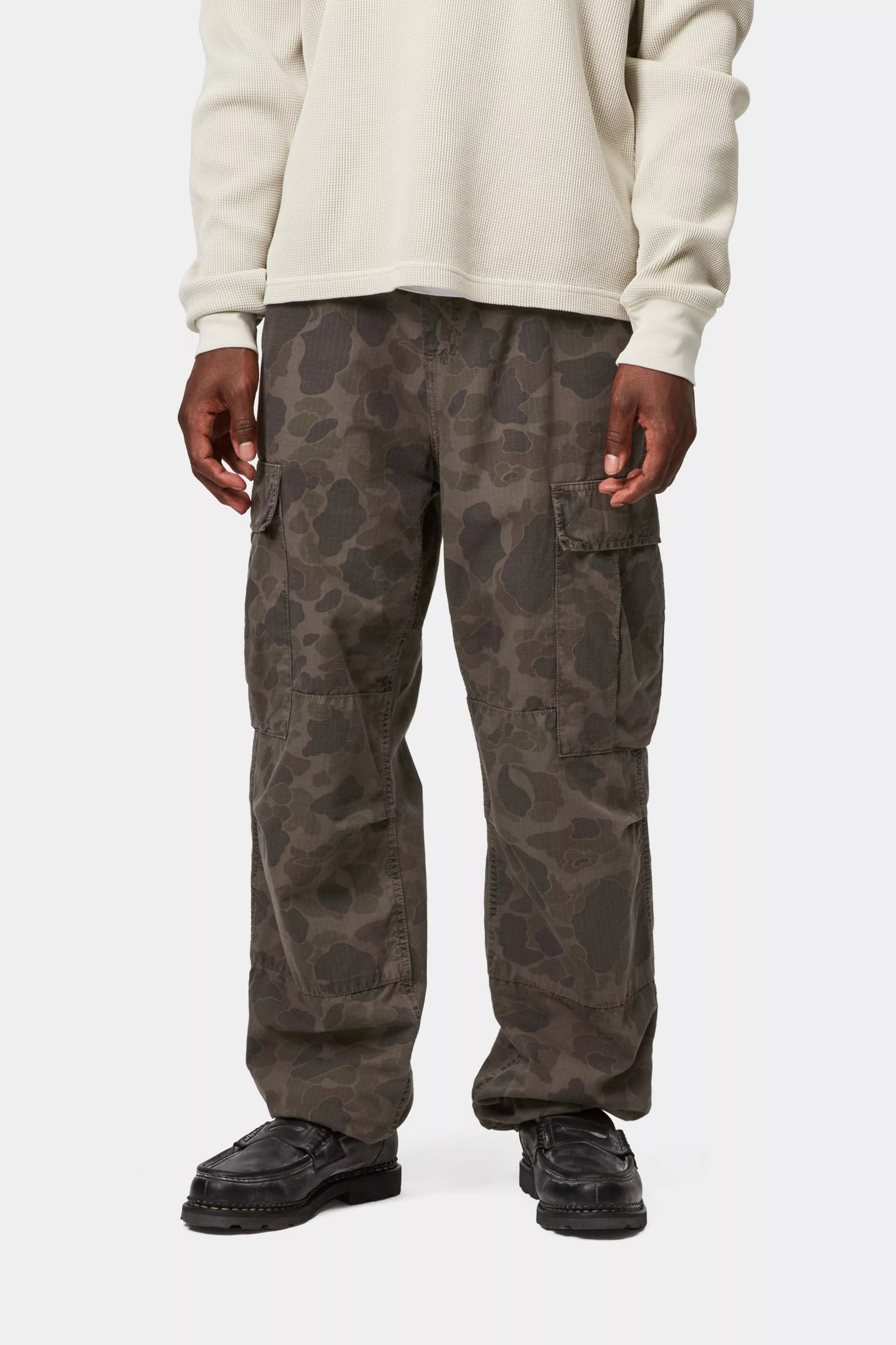 DUCK CARGO PANT  - Camo Duck, Green / Porphyry, Garment dyed