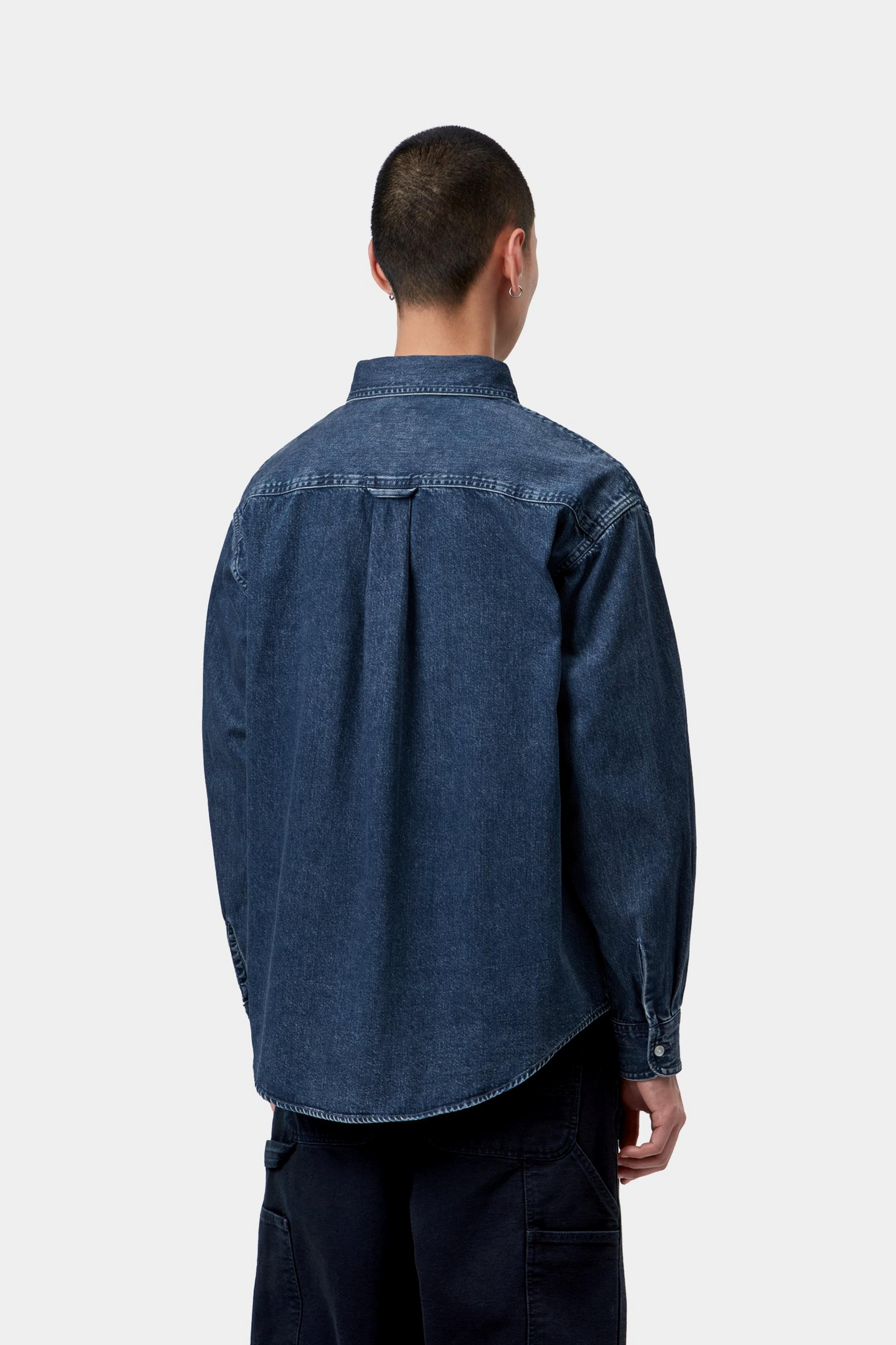 L/S Lucas Shirt - Blue, stone washed