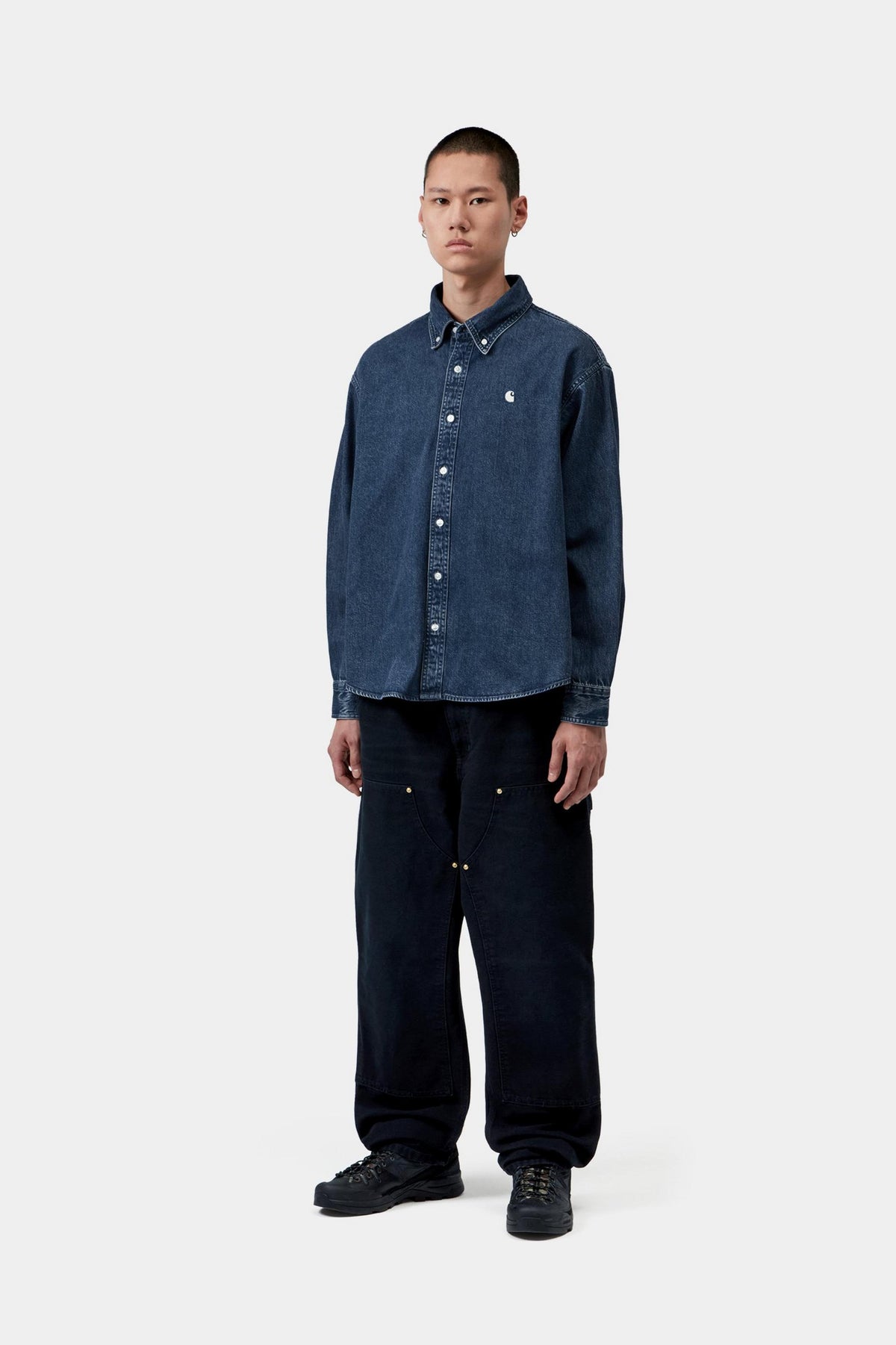 L/S Lucas Shirt - Blue, stone washed