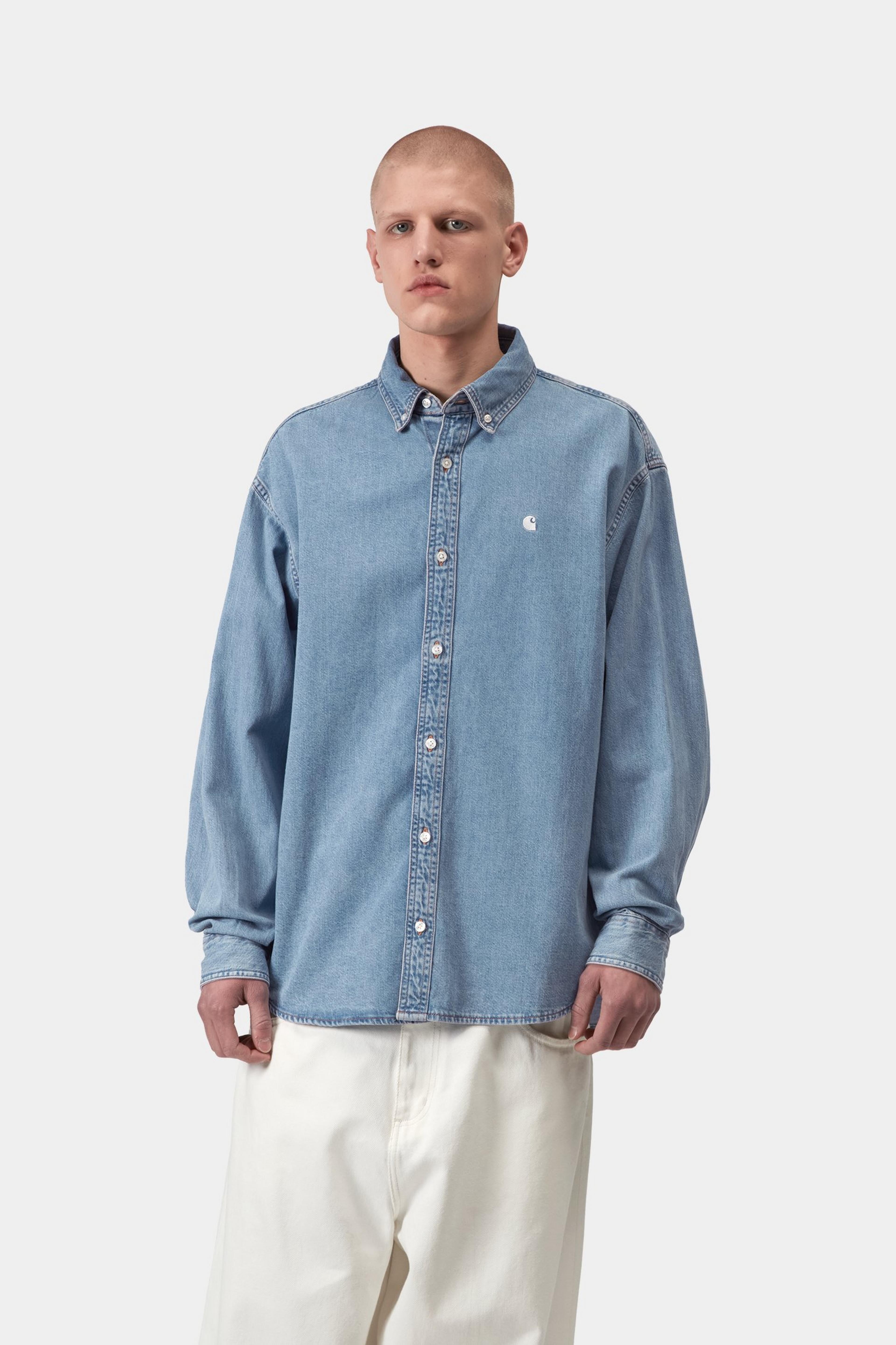 L/S Lucas Shirt - Blue, bleached