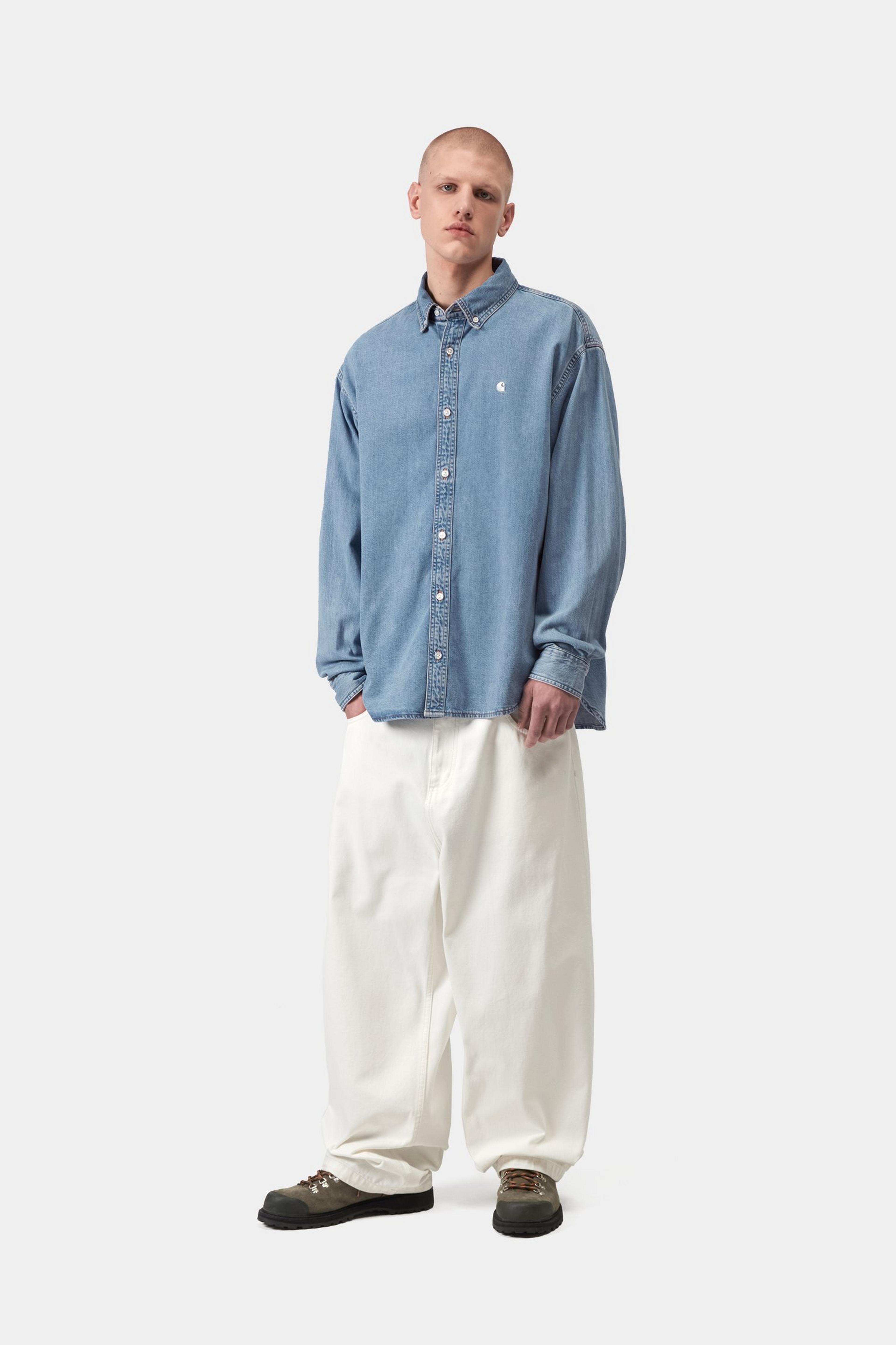 L/S Lucas Shirt - Blue, bleached