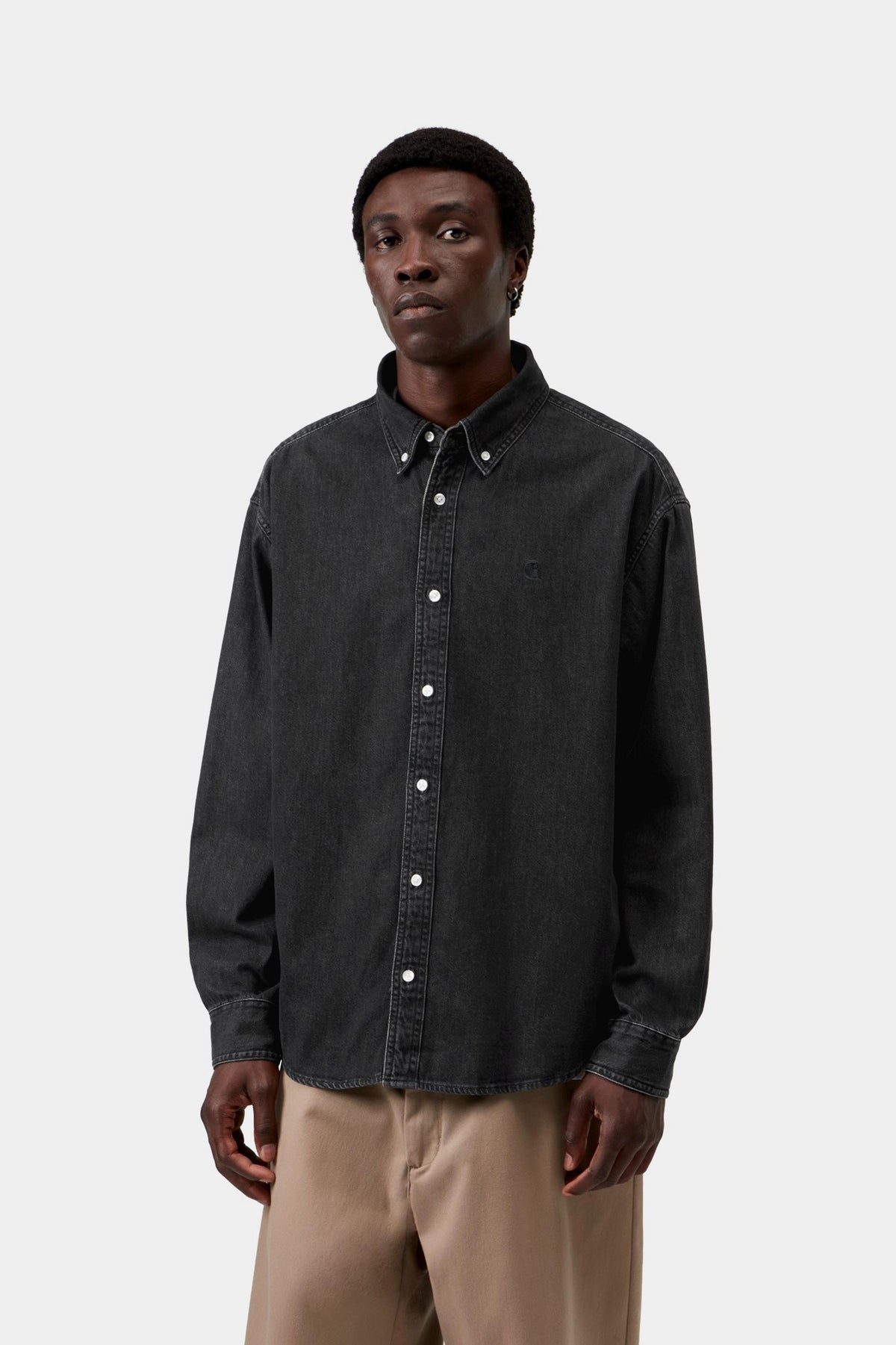 L/S Lucas Shirt - Black, stone washed