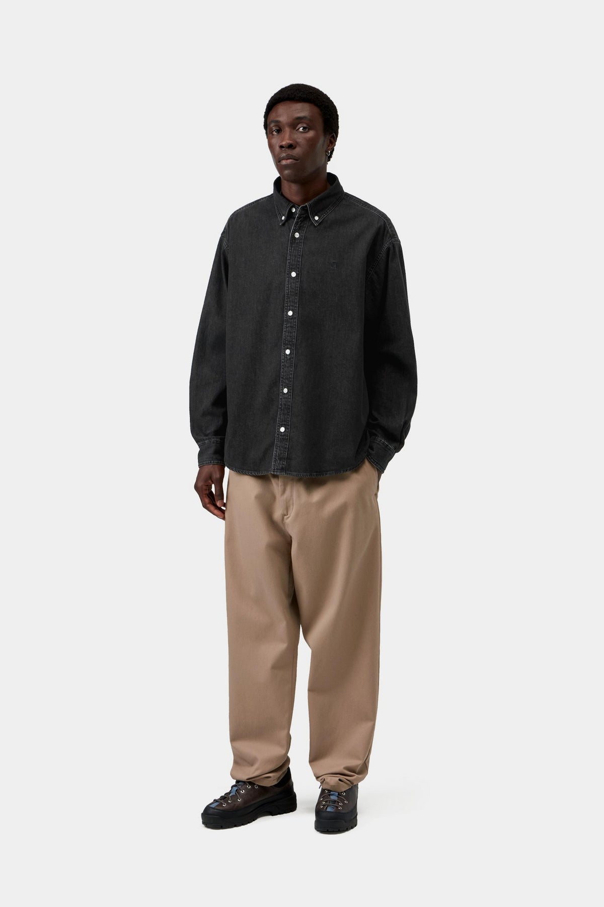 L/S Lucas Shirt - Black, stone washed