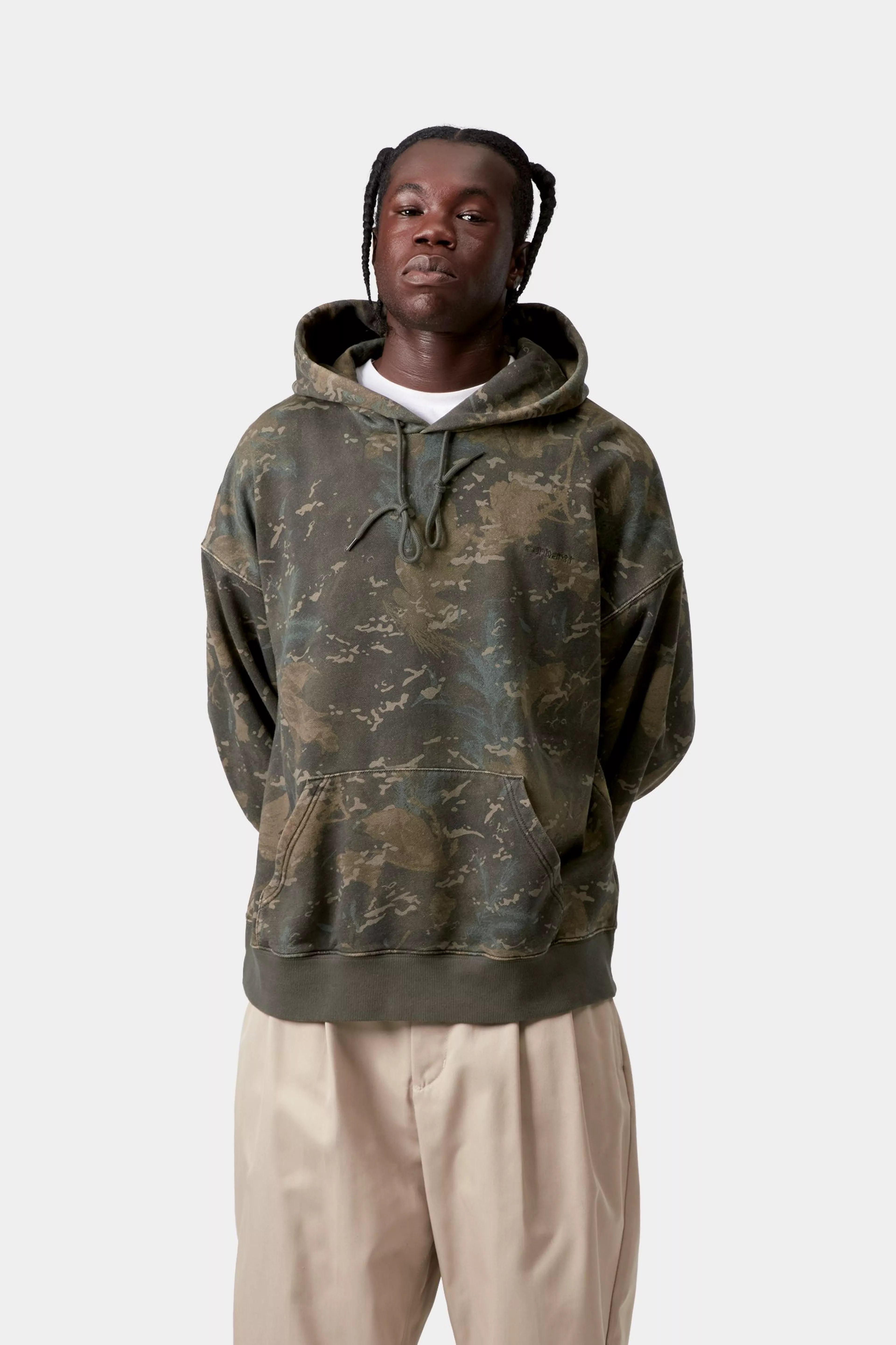 HOODED BENTON SWEAT - Camo Combi Green