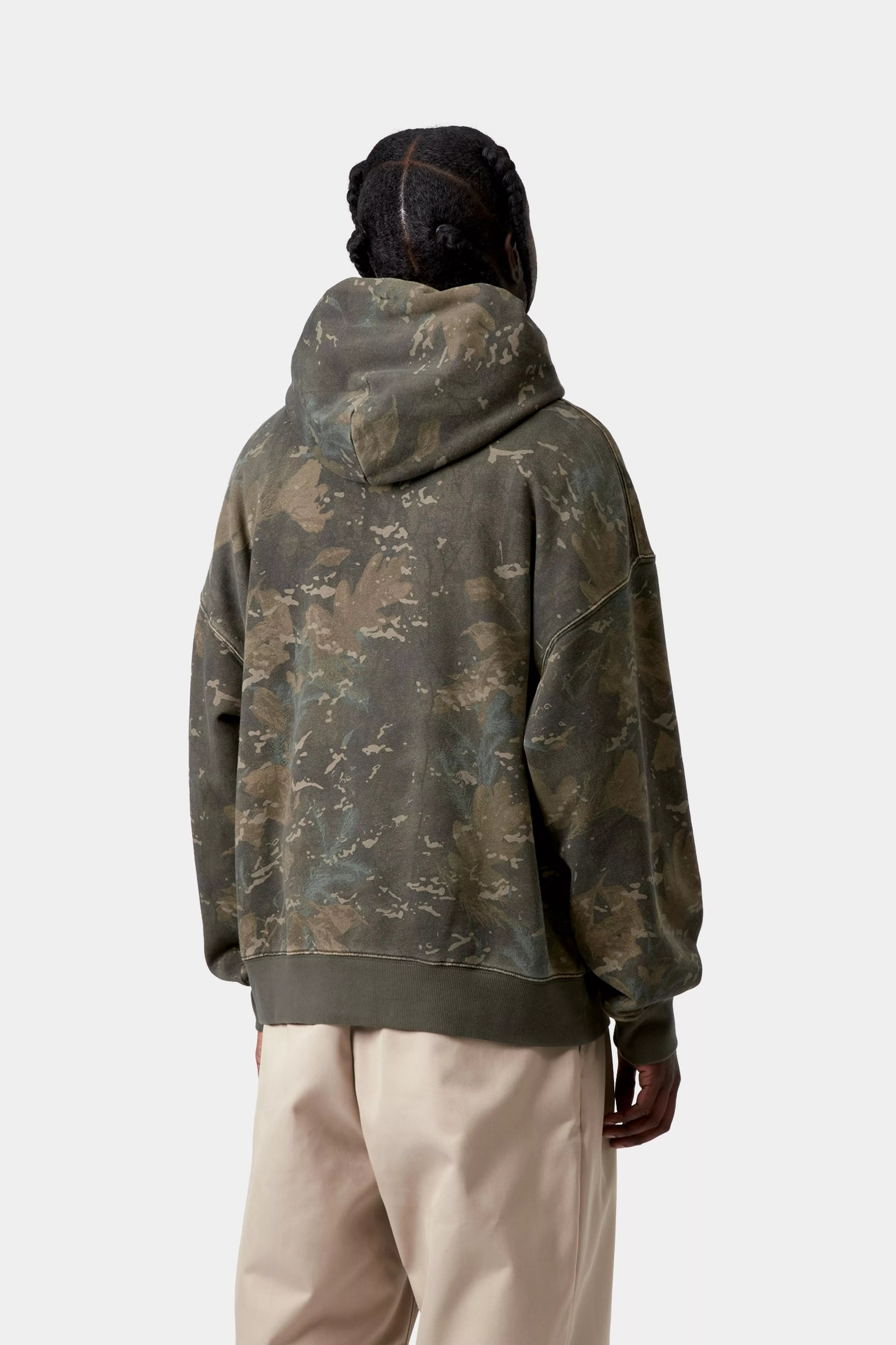 HOODED BENTON SWEAT - Camo Combi Green