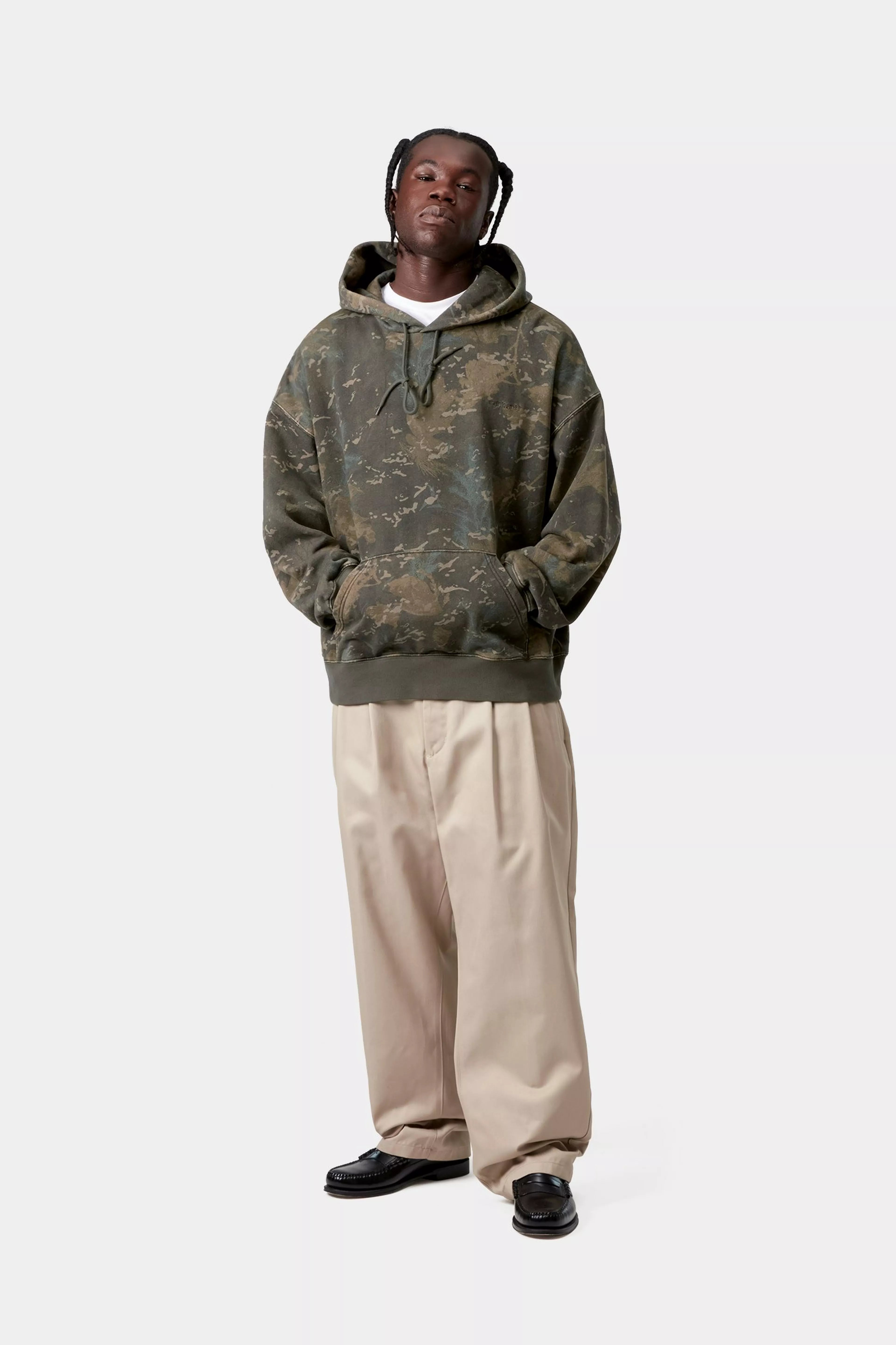 HOODED BENTON SWEAT - Camo Combi Green