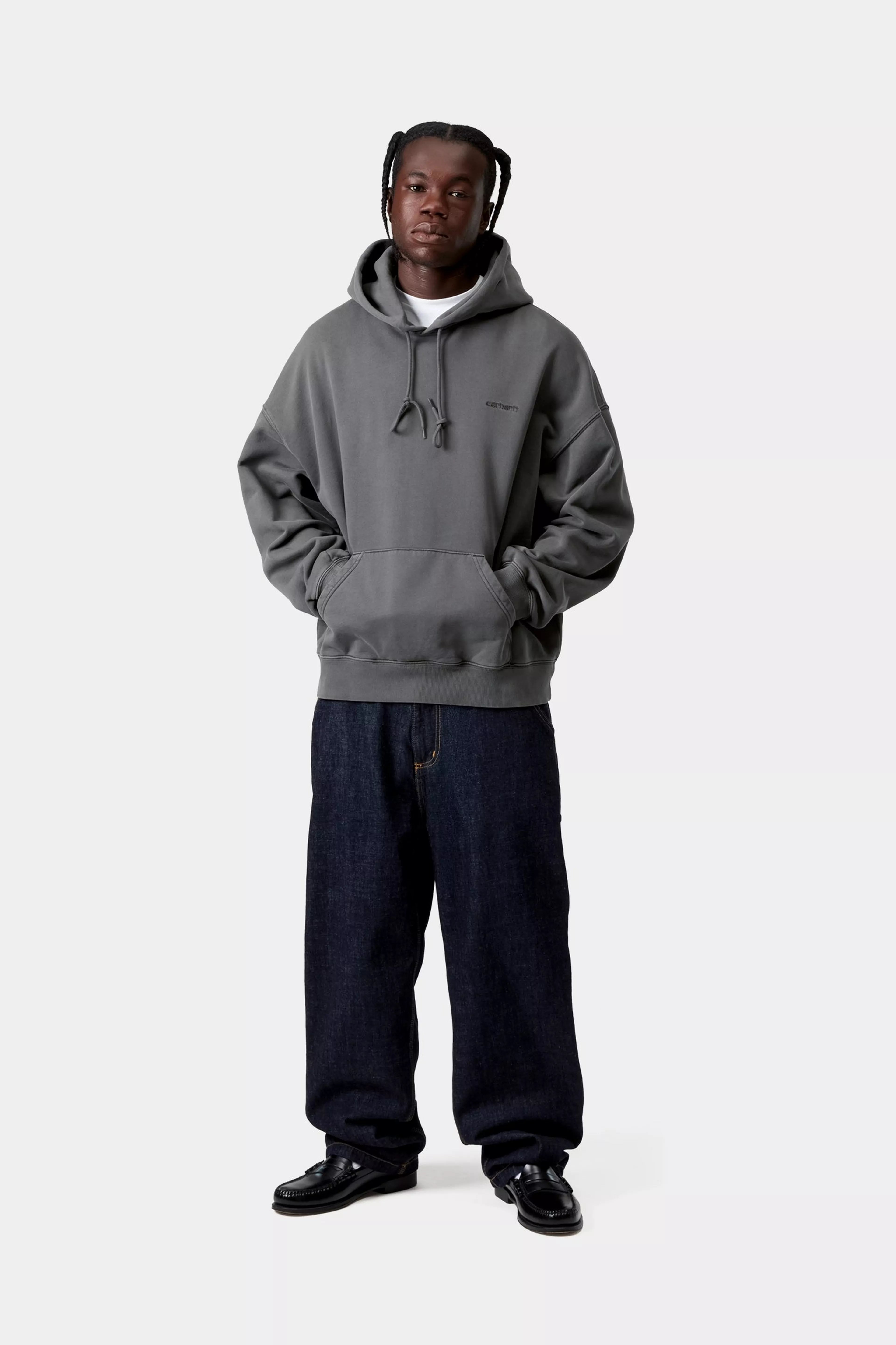 HOODED BENTON SWEAT - Graphite (garment dyed)