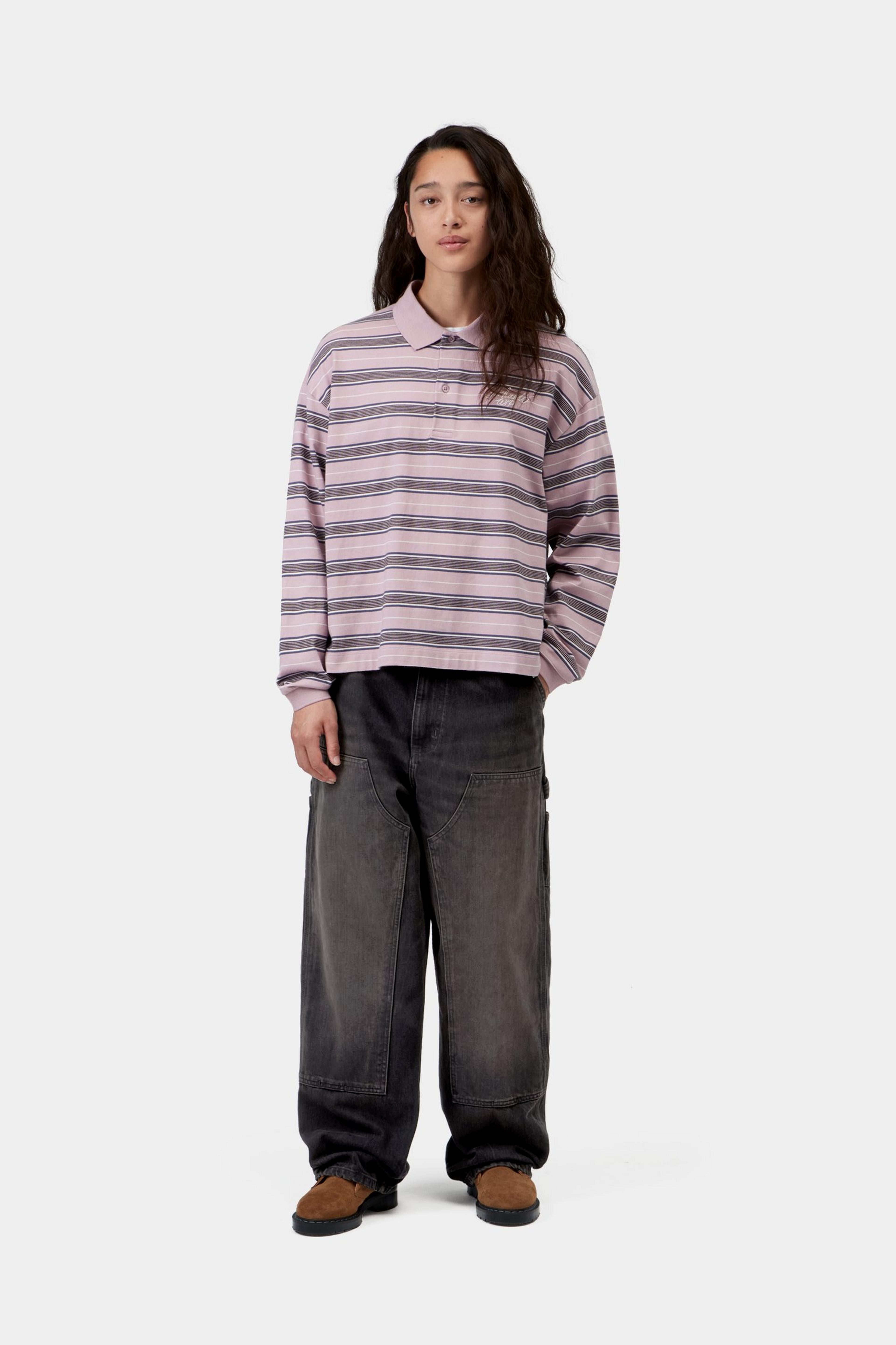 W' Brandon Double Knee Pant - Black, tobacco used wash