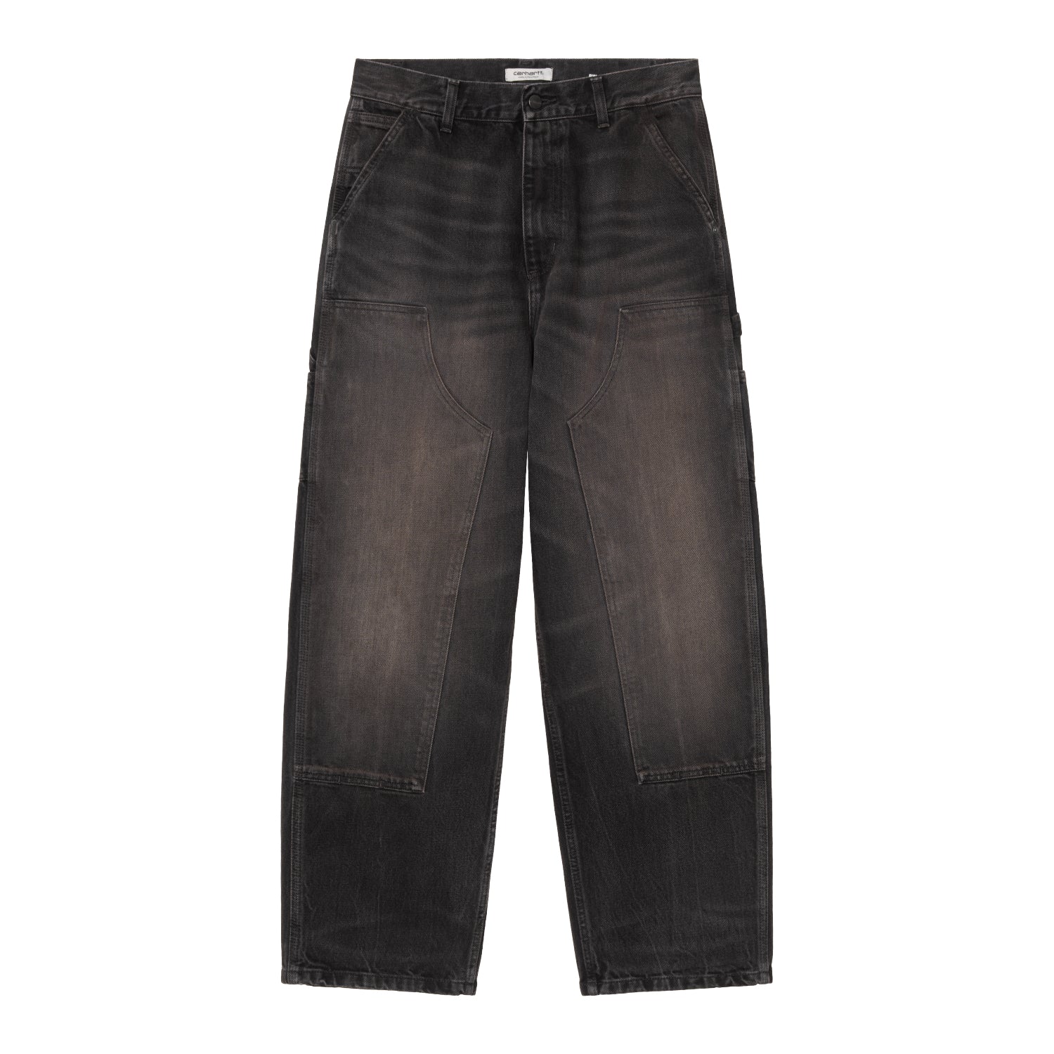 W' Brandon Double Knee Pant - Black, tobacco used wash