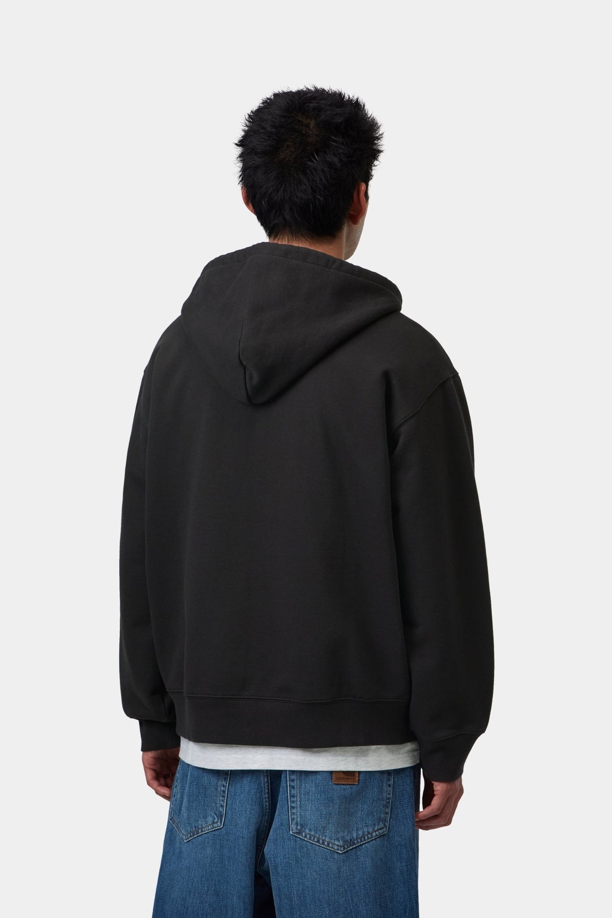 Hooded WIP Sweat Jacket - Black stone washed