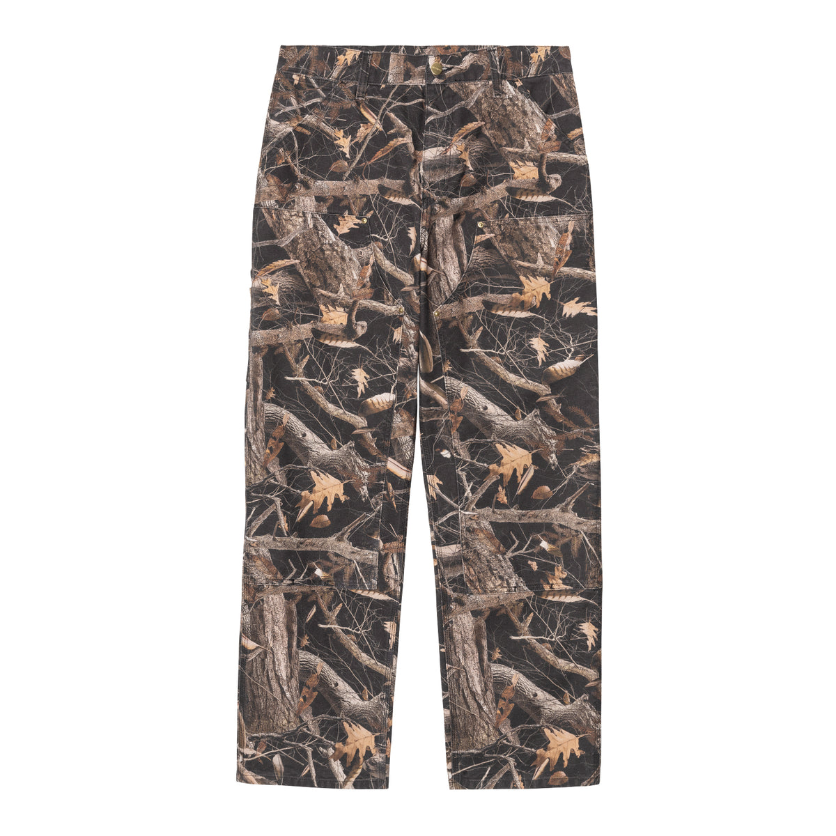 Double Knee Pant - Camo Feather Tree, Black heavy stone wash