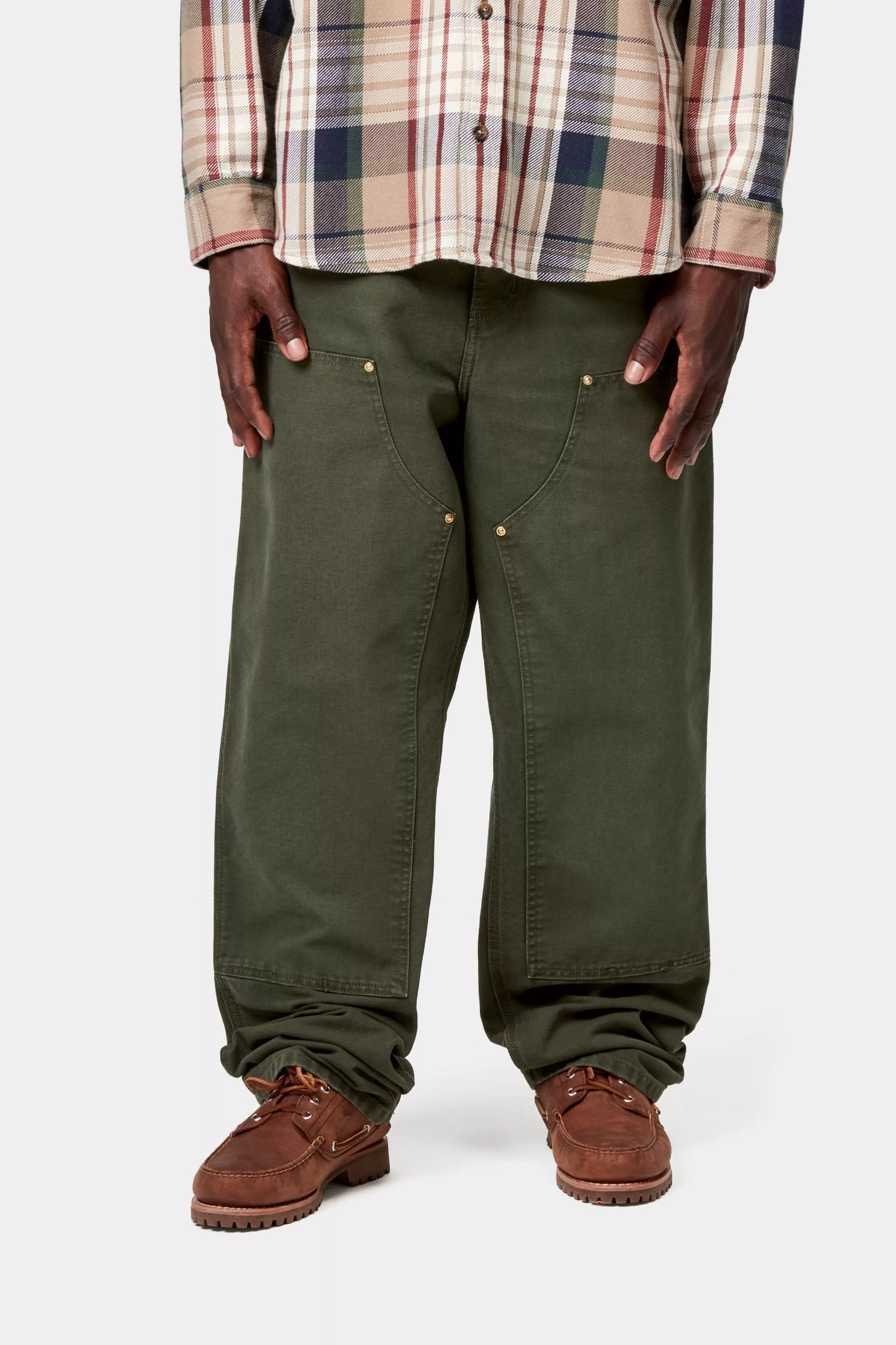 DOUBLE KNEE PANT  - Olive (stone canvas)