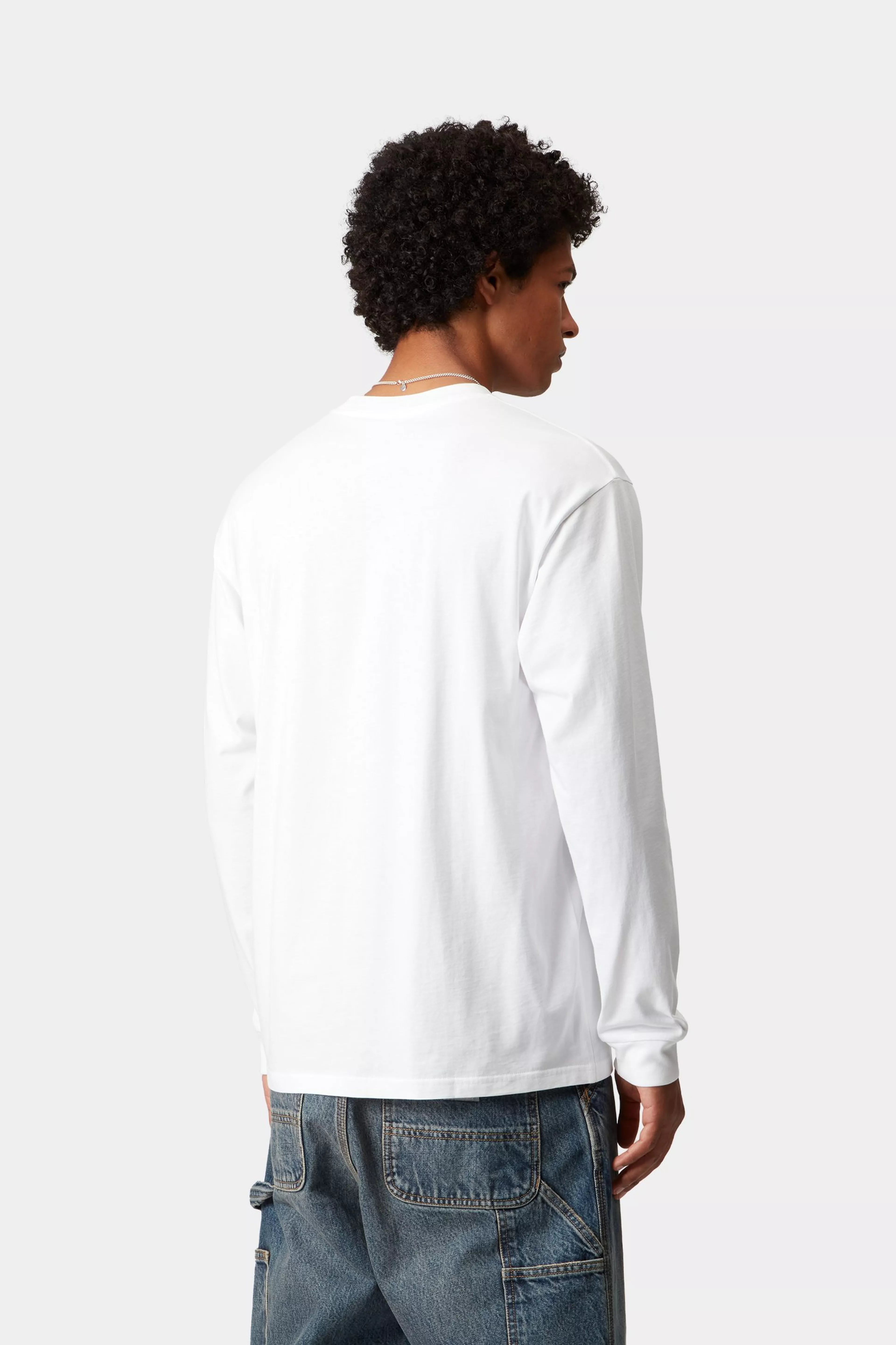 L/S POCKET HEART T-SHIRT - White / Red
