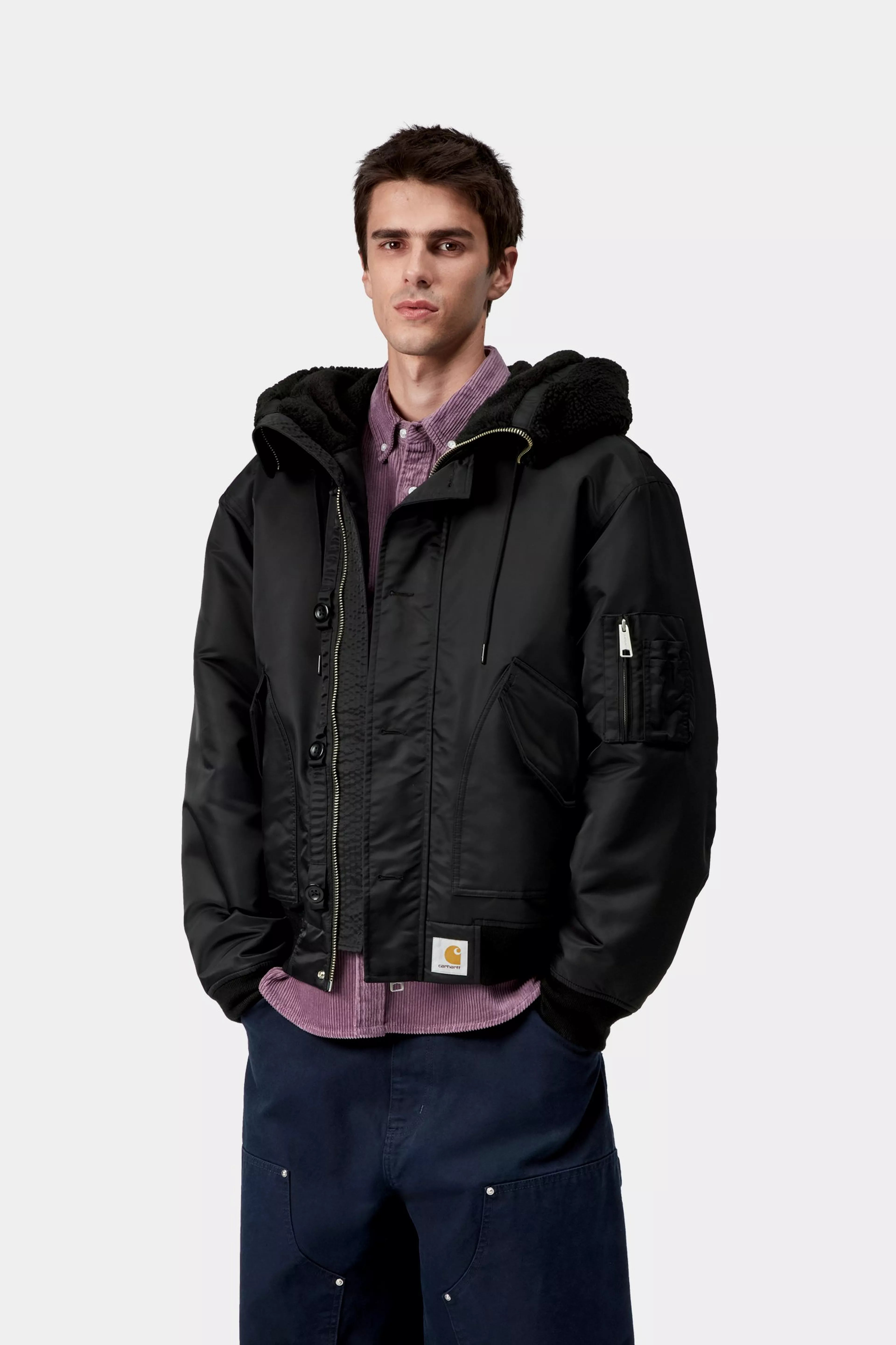 HOODED OLTERA BOMBER  - Black / Black