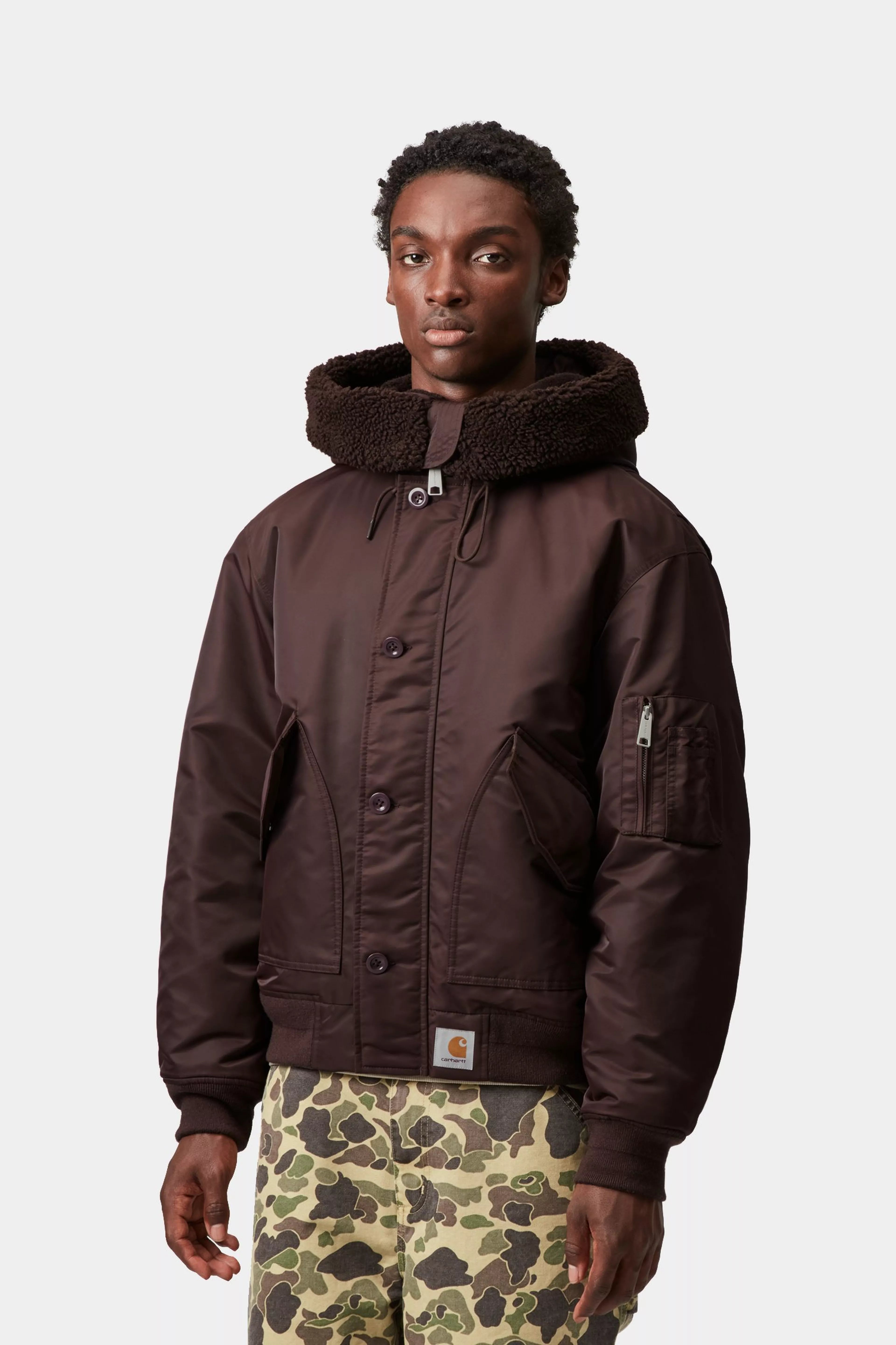 HOODED OLTERA BOMBER  - Palisander / Angelite