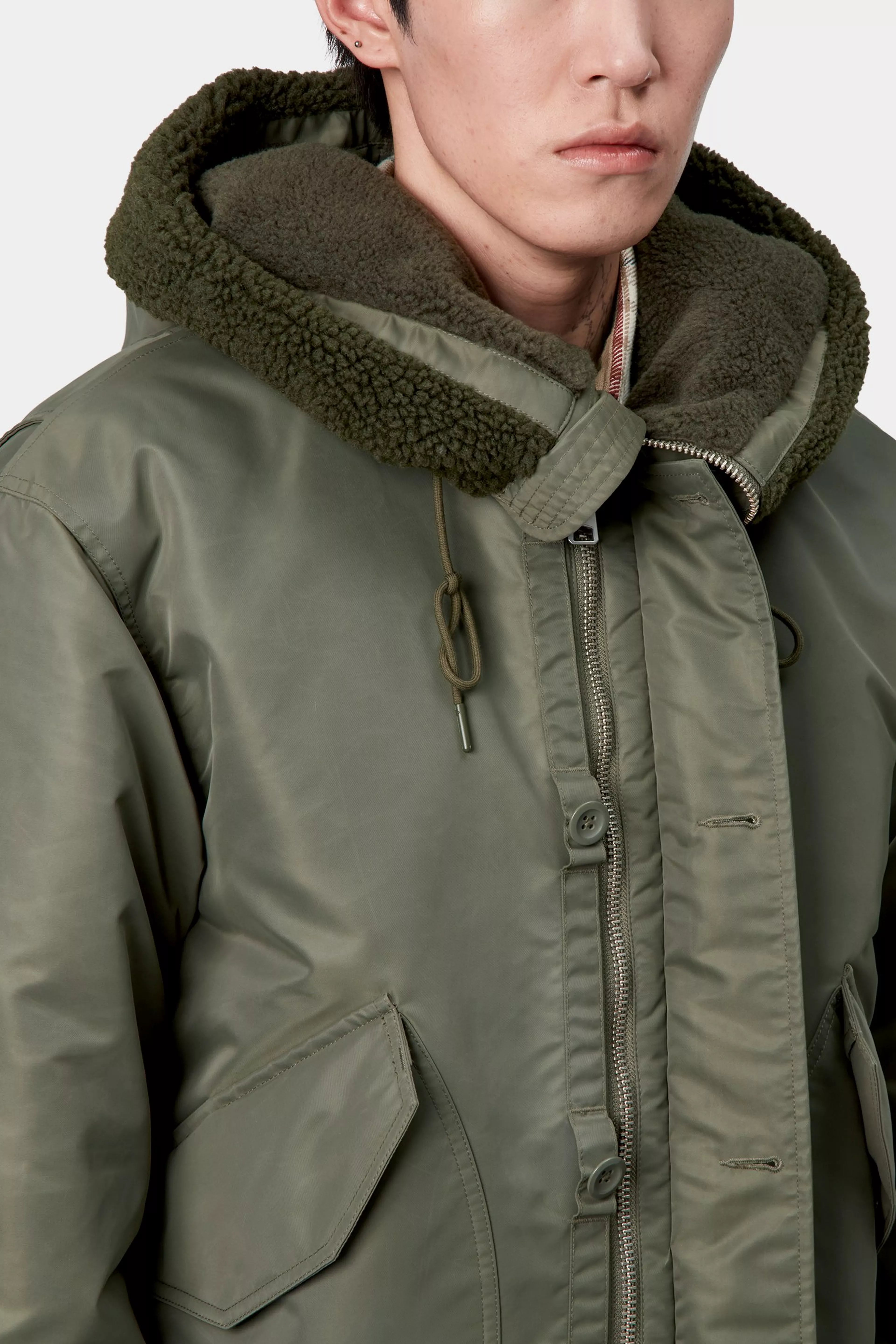 HOODED OLTERA BOMBER  - Cypress / Persimmon