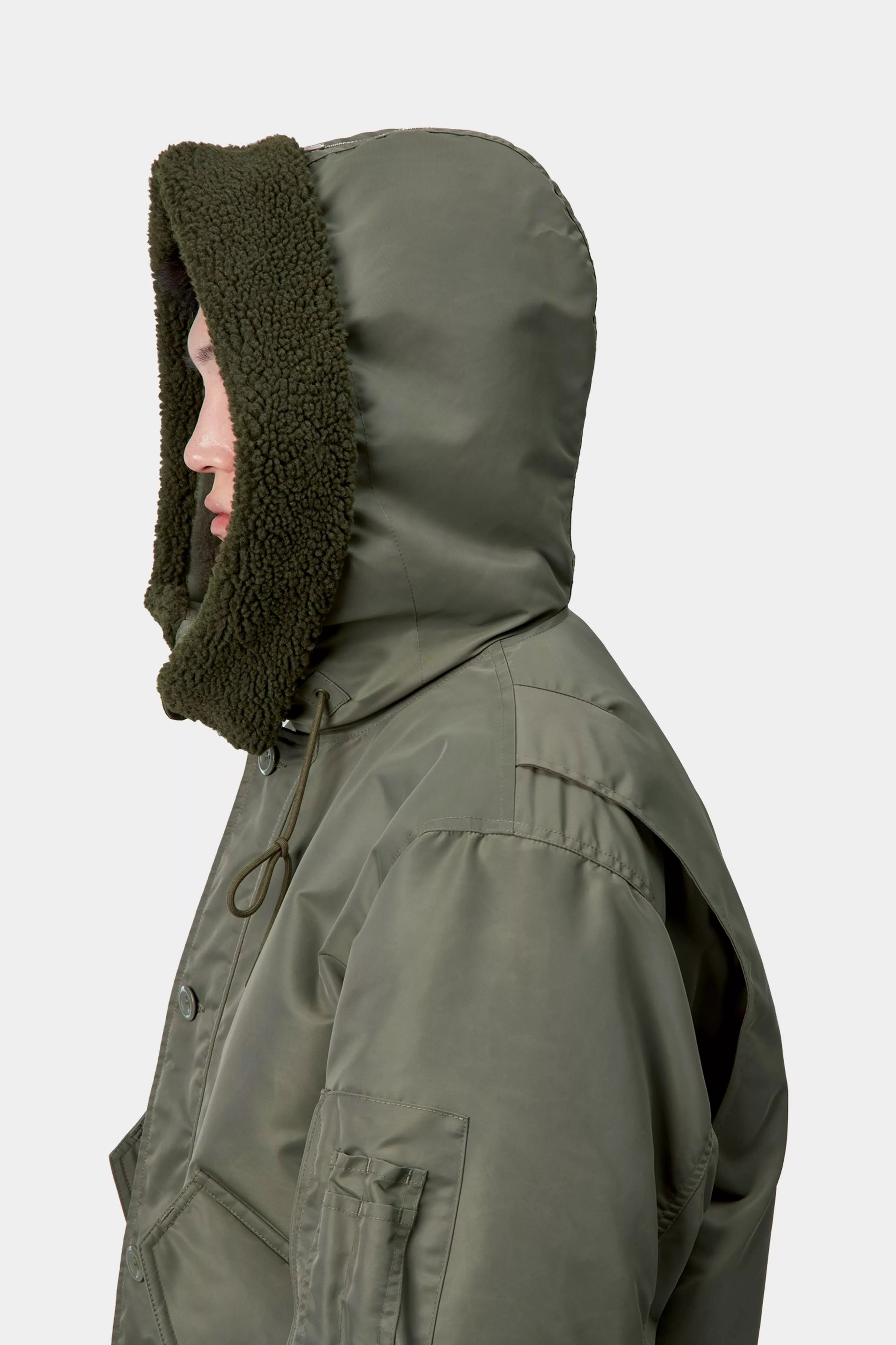 HOODED OLTERA BOMBER  - Cypress / Persimmon