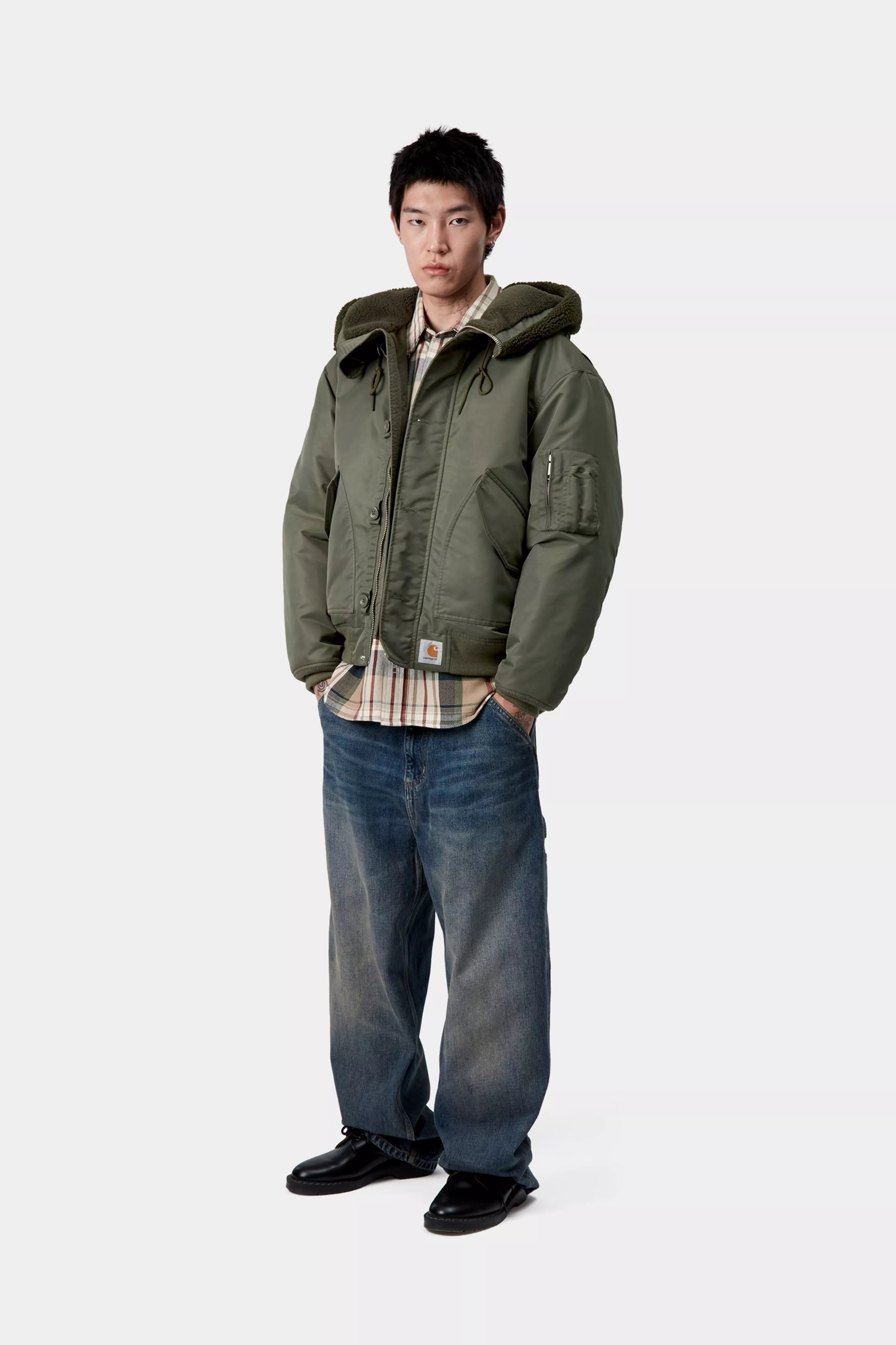 HOODED OLTERA BOMBER  - Cypress / Persimmon