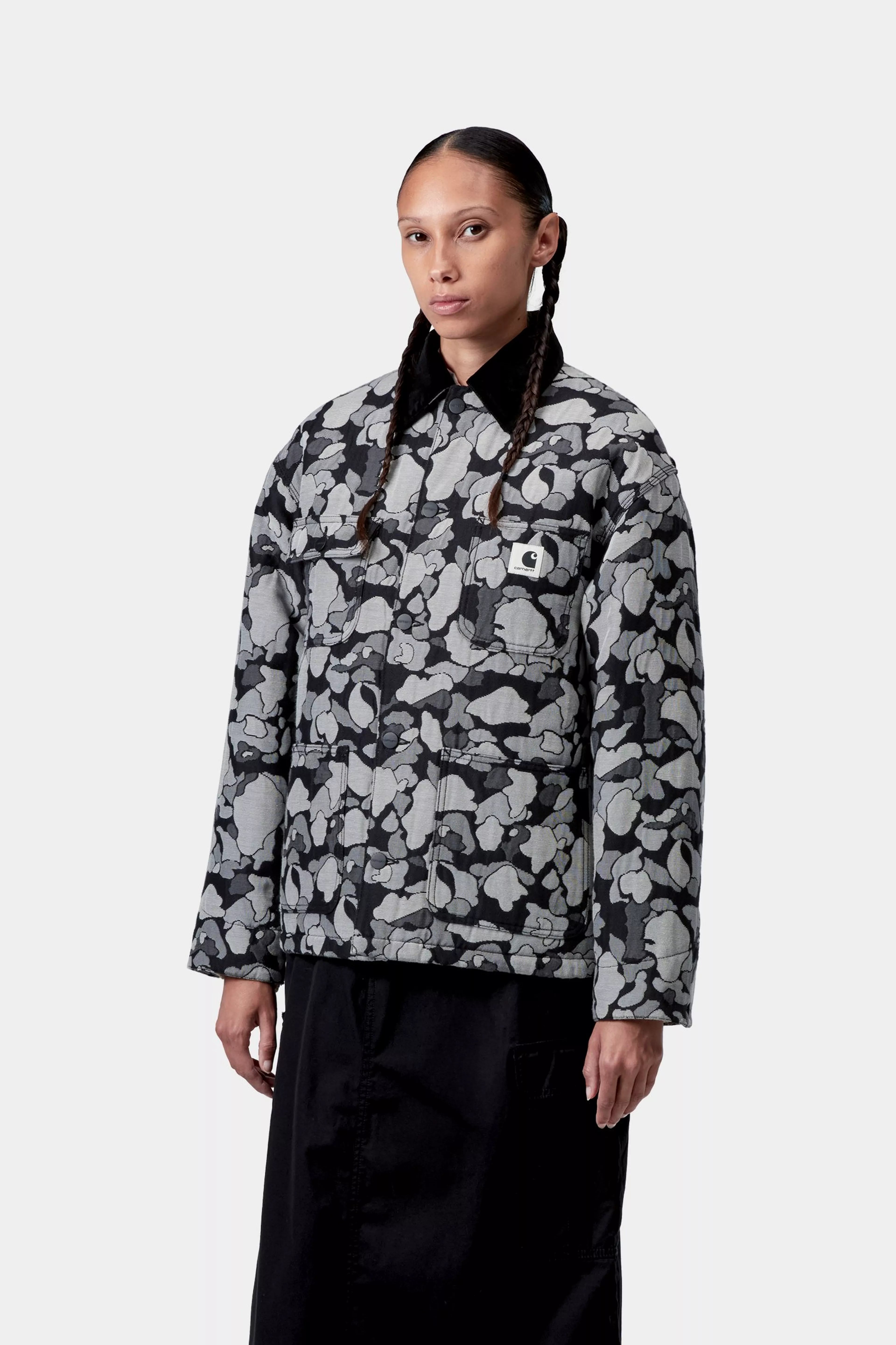 W' APESTRY CHORE COAT  - Camo Duck Jacquard Black