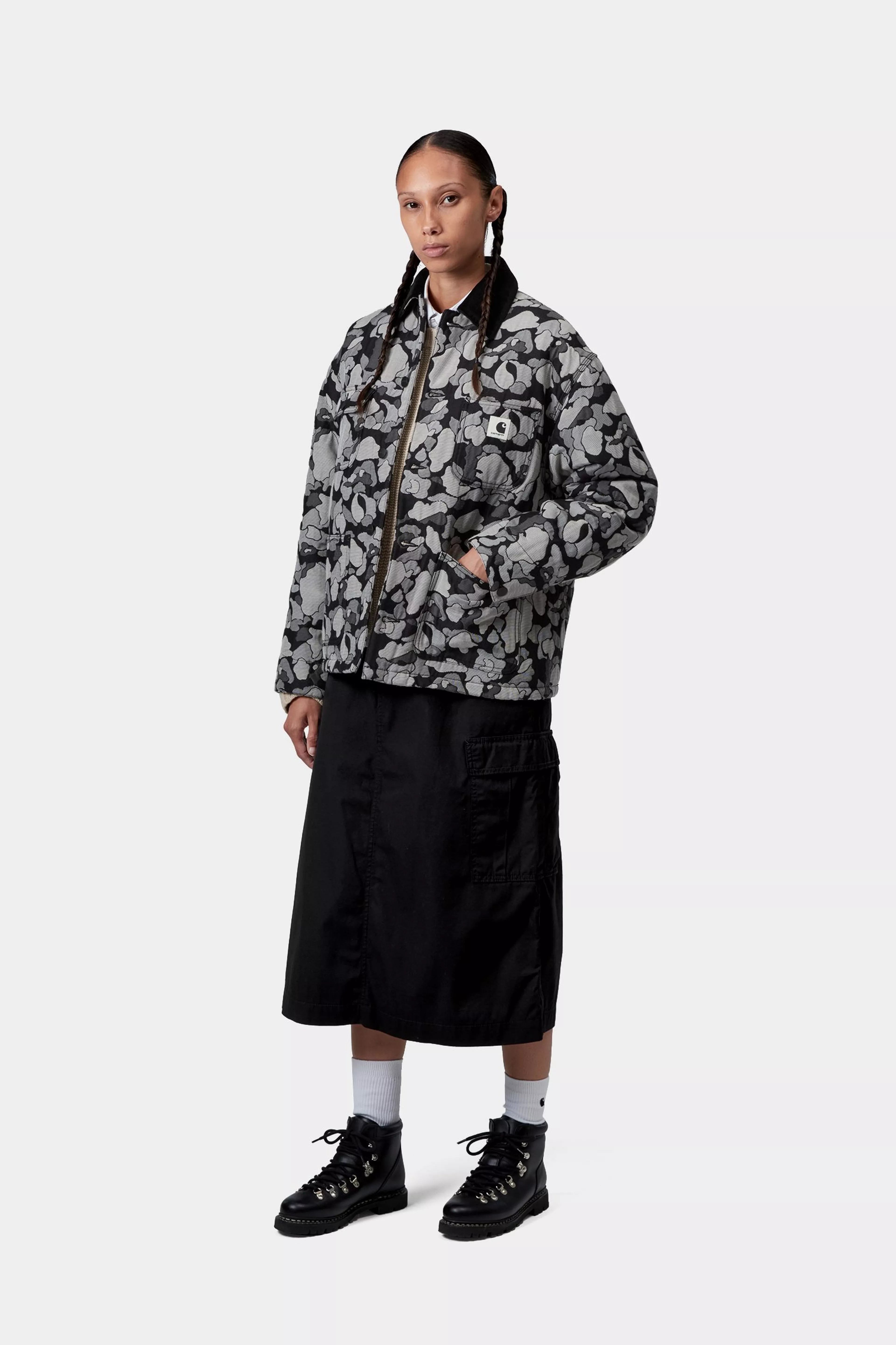 W' APESTRY CHORE COAT  - Camo Duck Jacquard Black