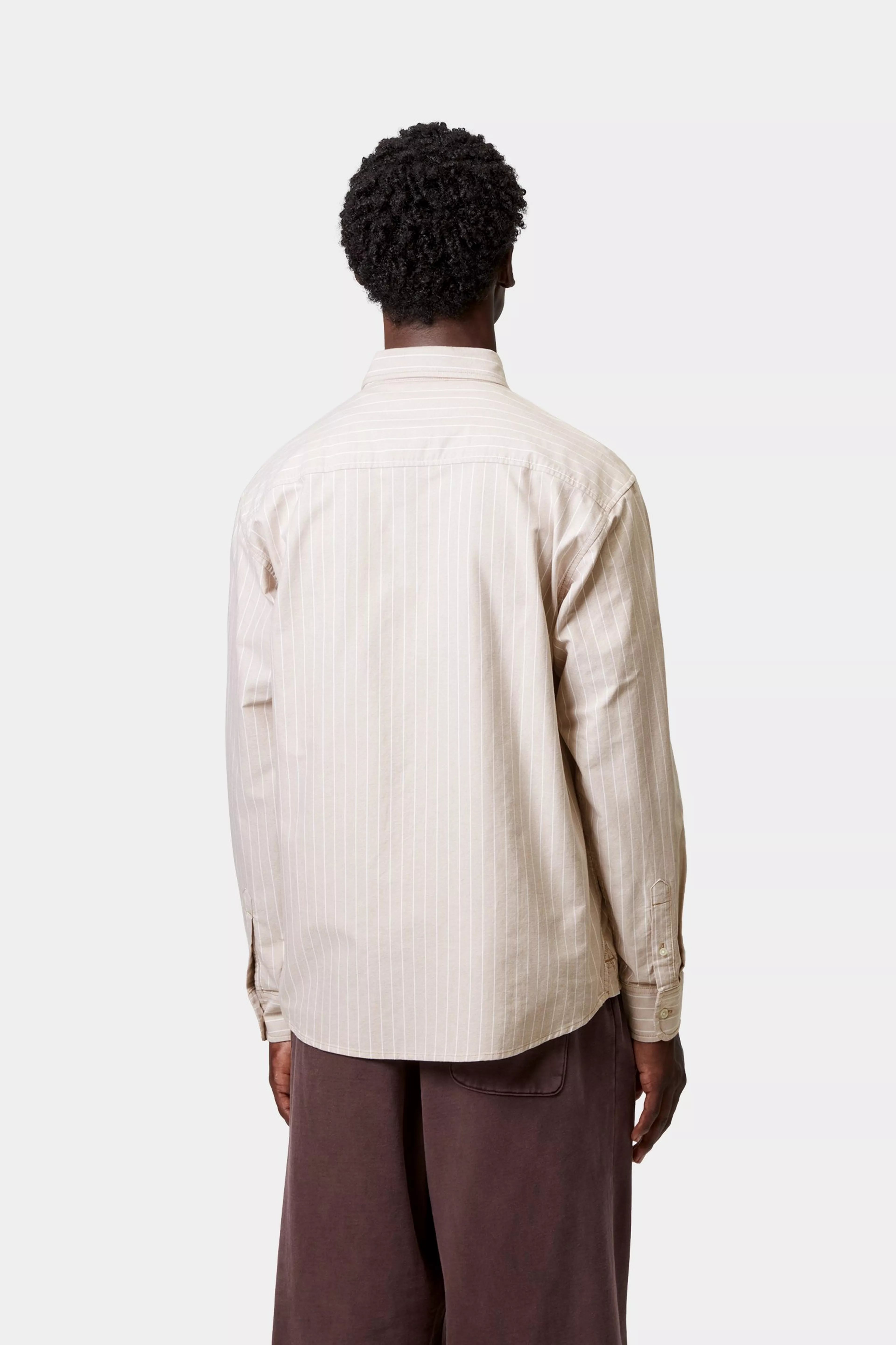 L/S CASSEL SHIRT  - Cassel Stripe, Peanut / White