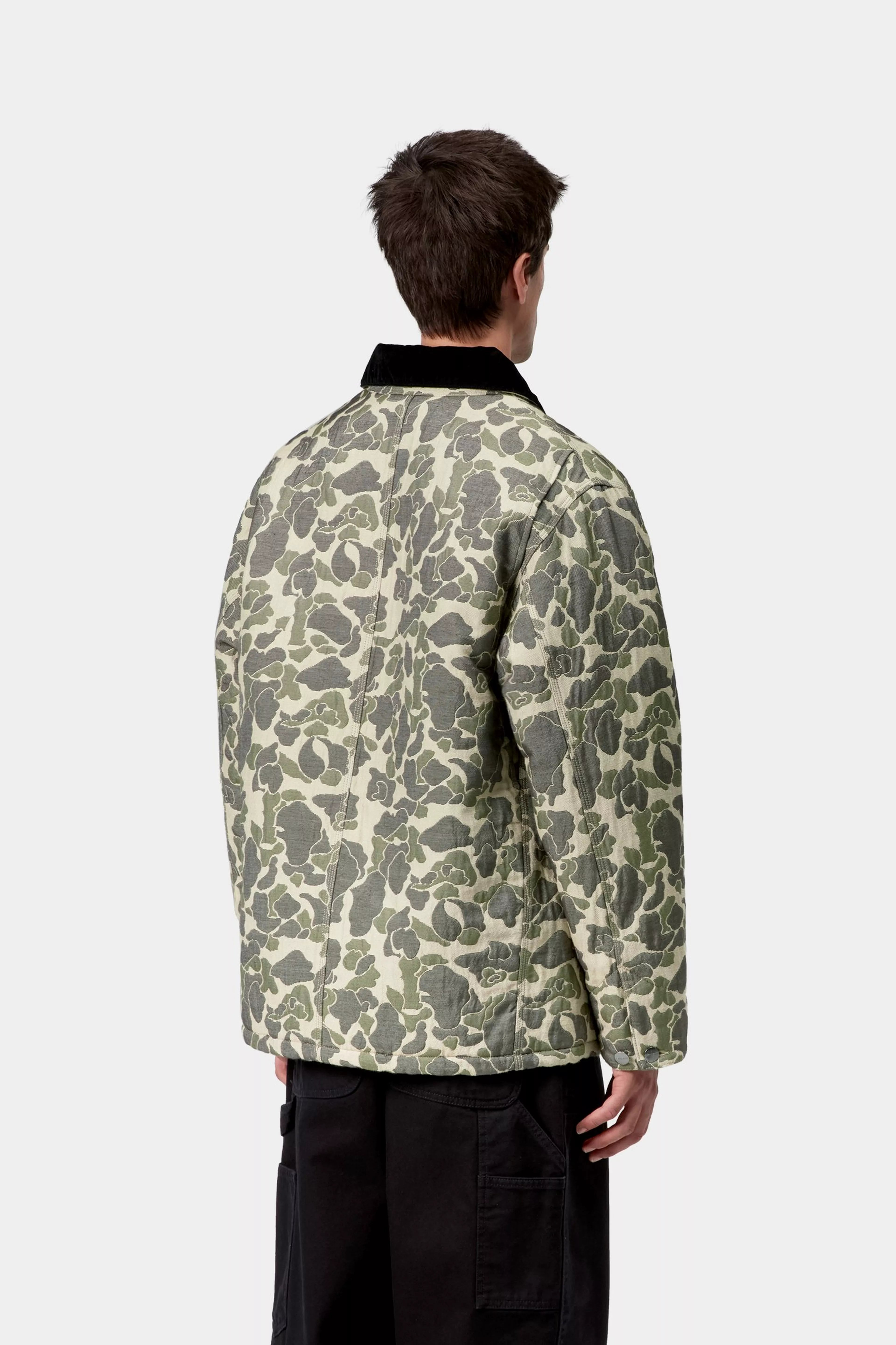 TAPESTRY CHORE COAT  - Camo Duck Jacquard, Green / Tobacco 4