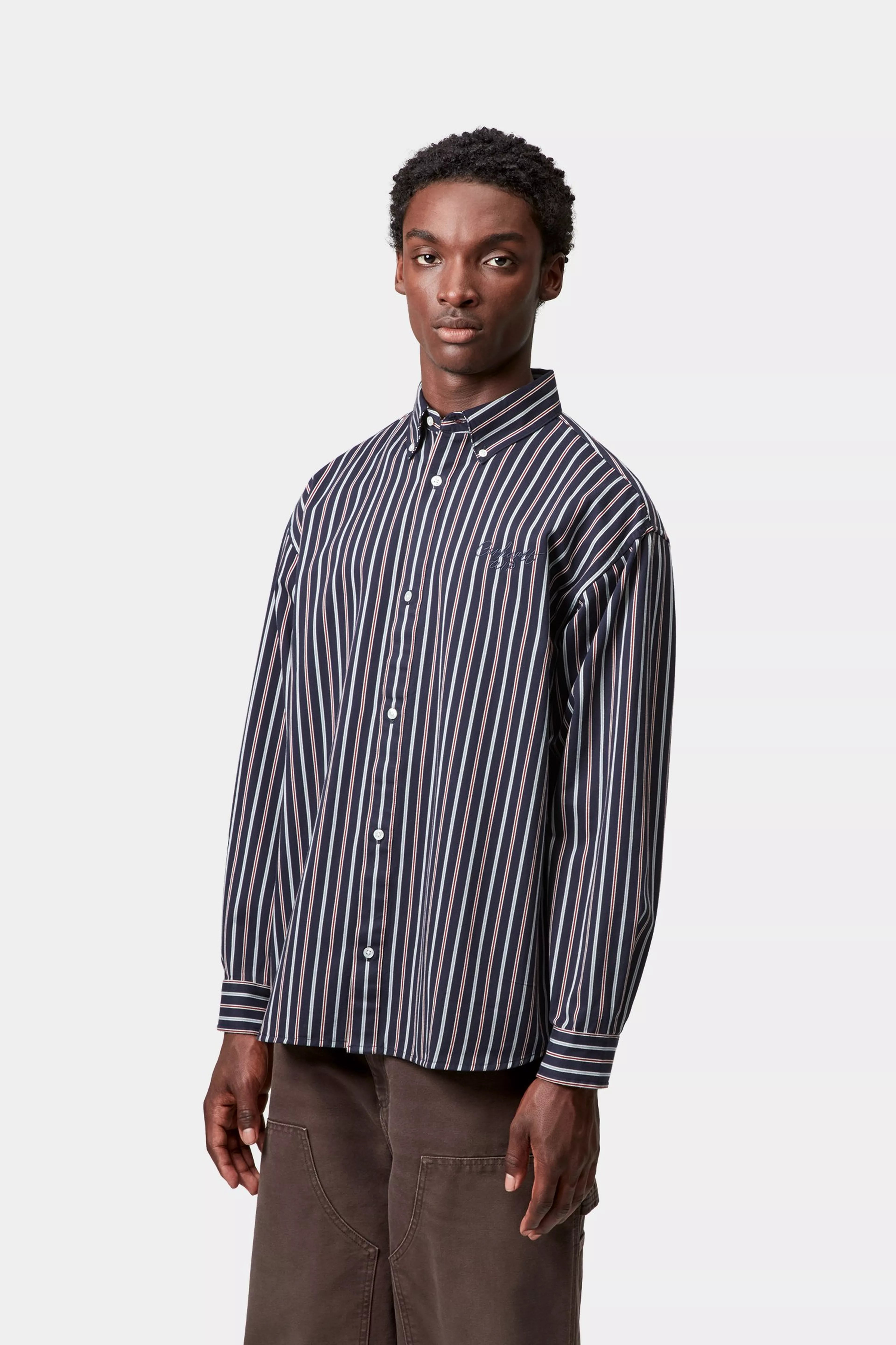 L/S PALANCE SHIRT  - Palance Stripe, Dark Navy