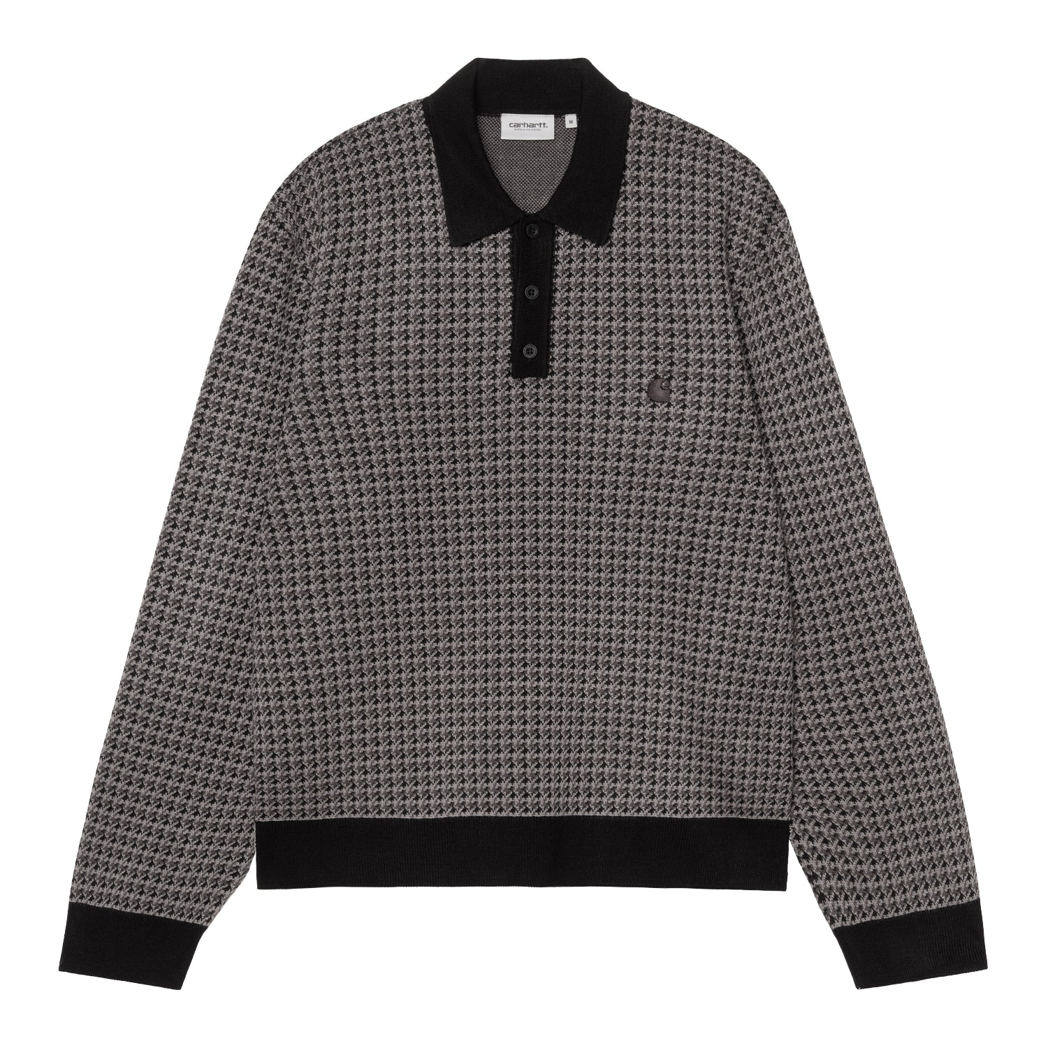 L/S LOWIS POLO  - Lowis Houndstooth, Grey Heather