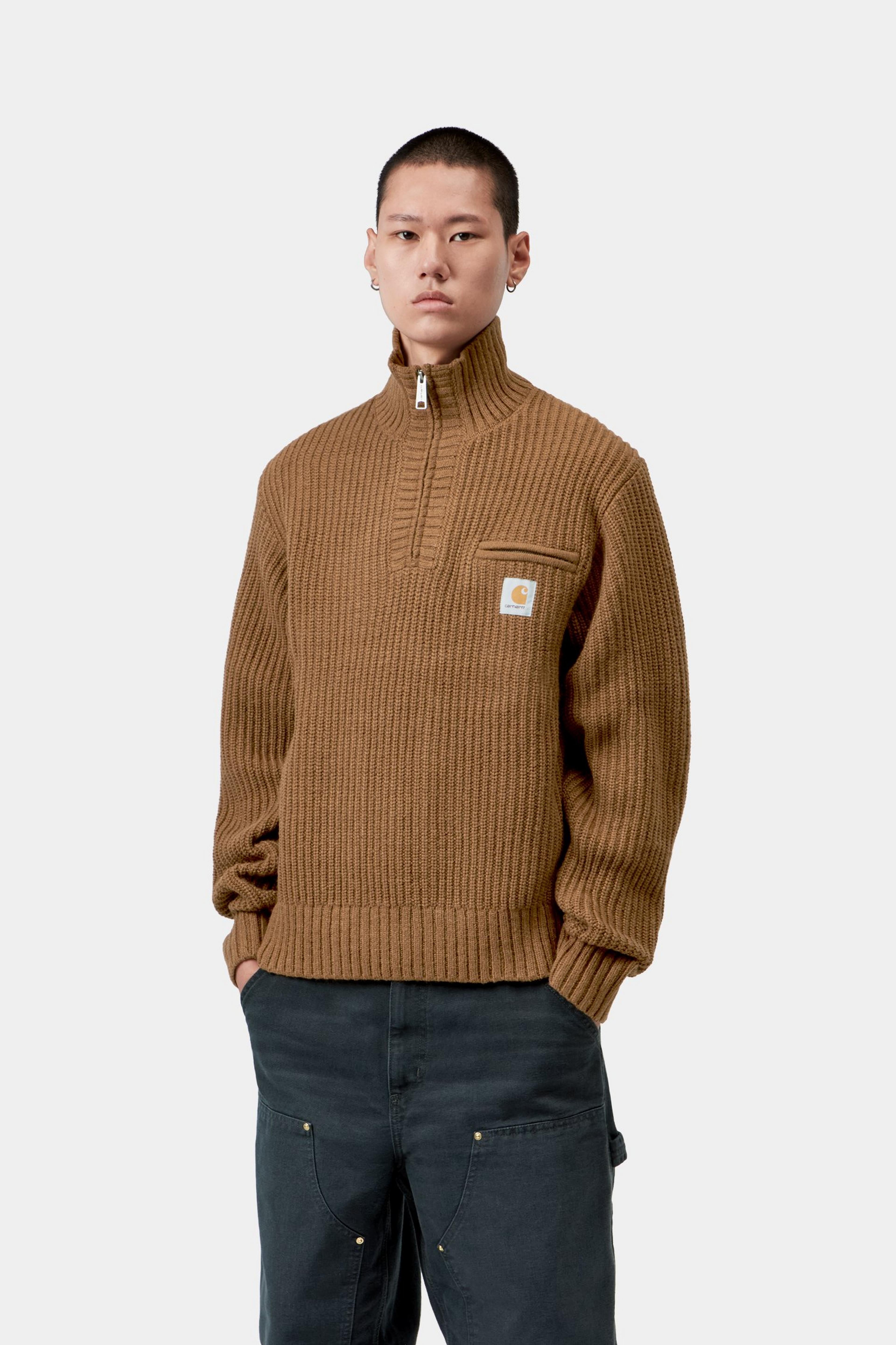 Detroit Half Zip Sweater - WIP H Brown 2