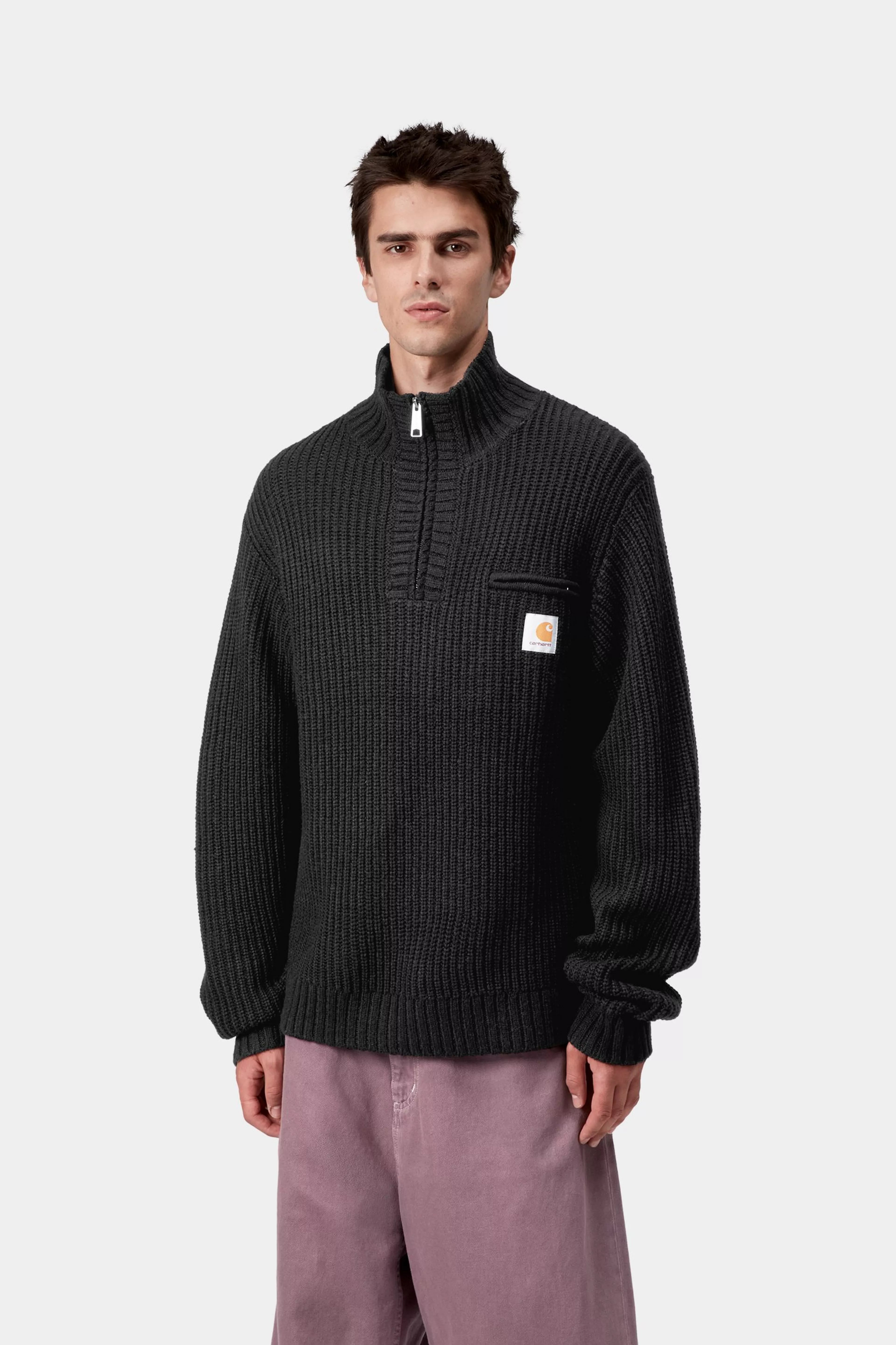 DETROIT HALF ZIP SWEATER - Black 2