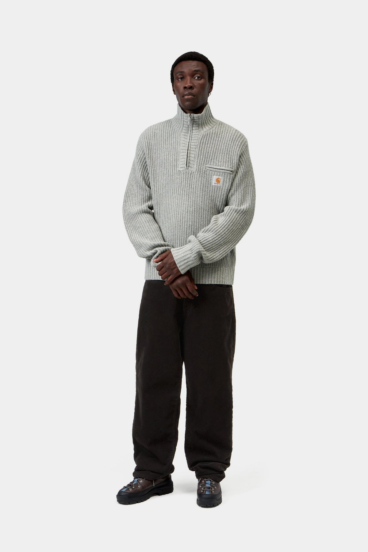 Detroit Half Zip Sweater - Grey Heather