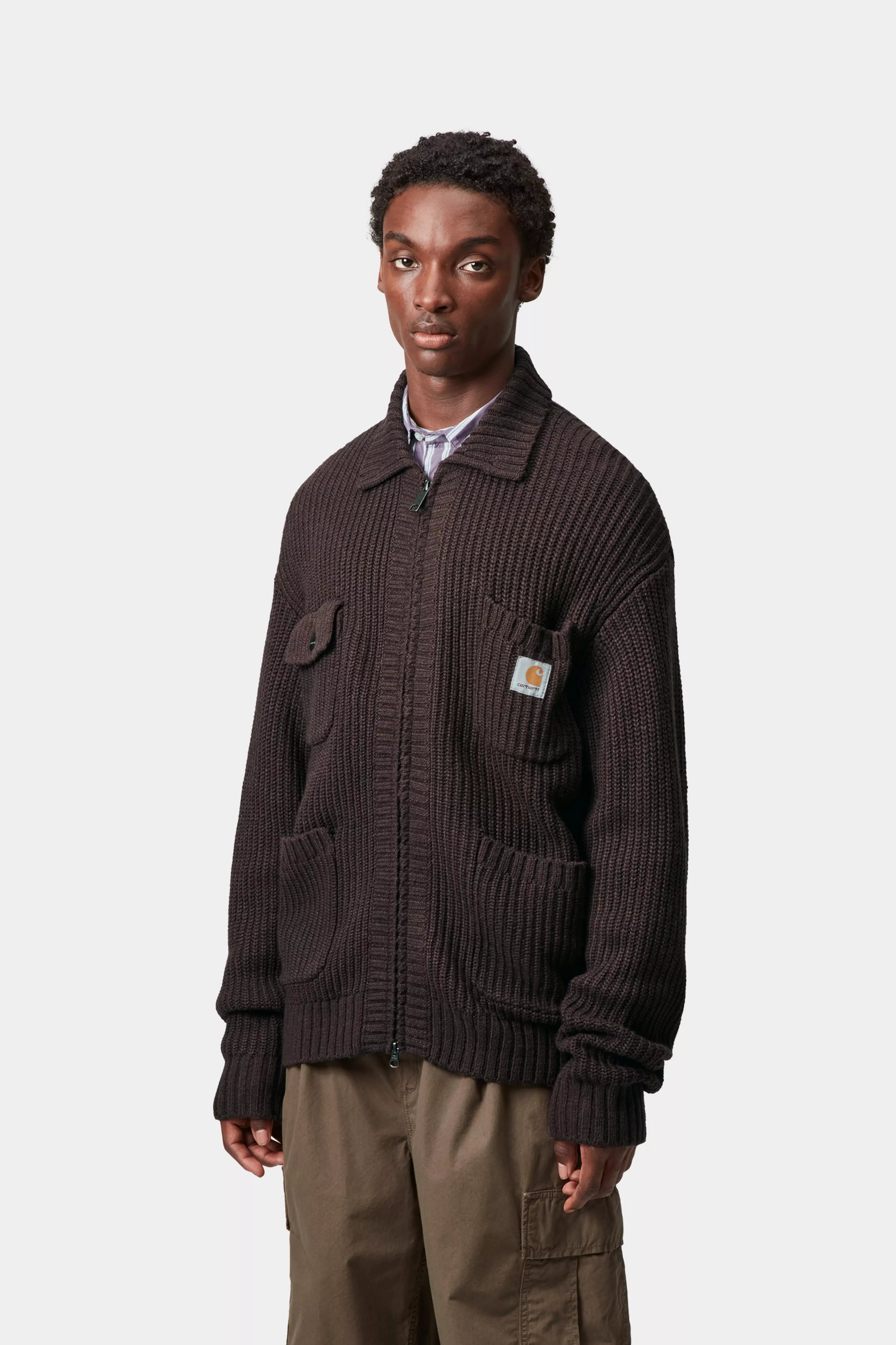 CHORE KNIT JACKET  - Palisander