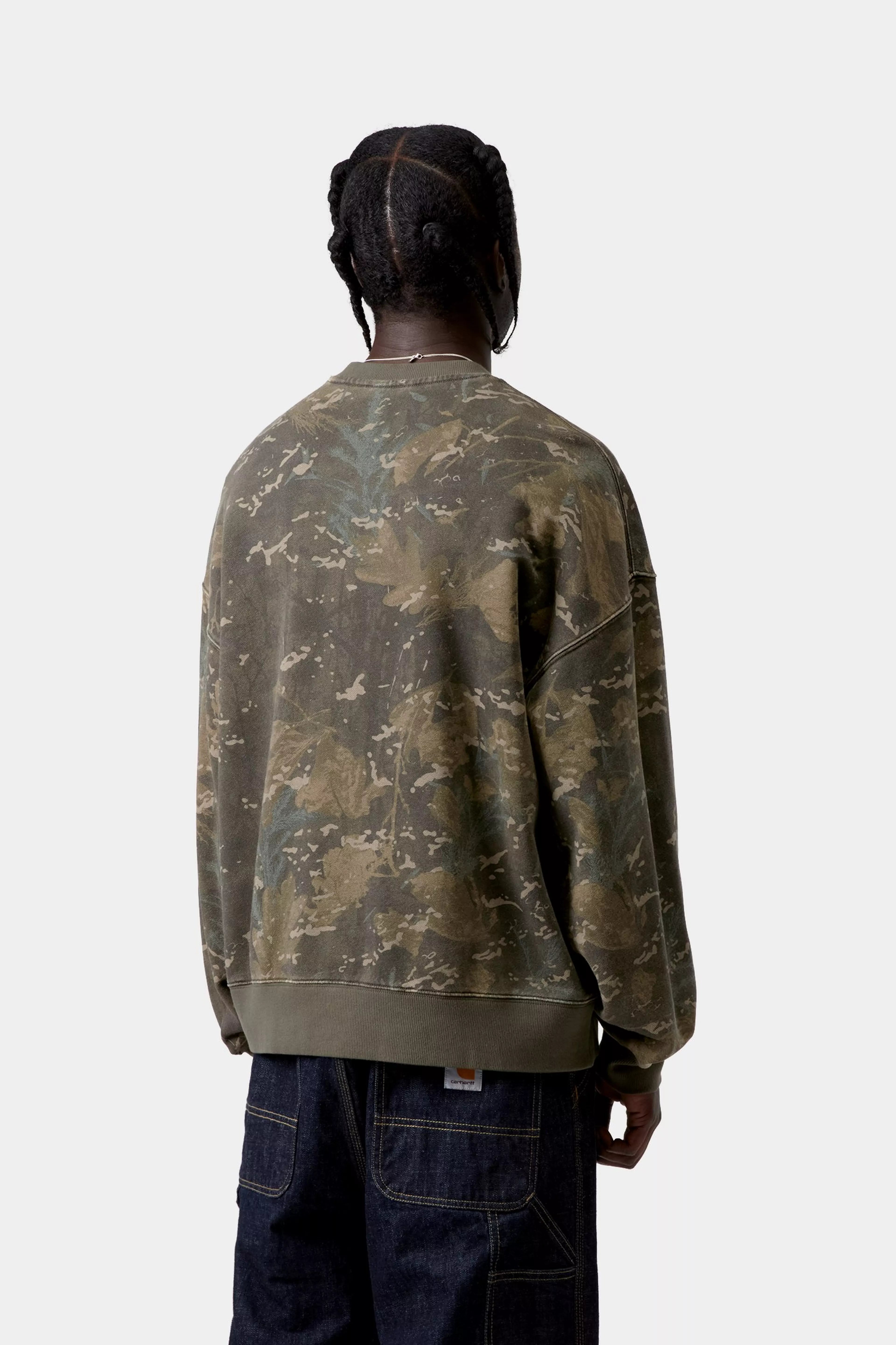 BENTON SWEAT  - Camo Combi, Green, Garment dyed