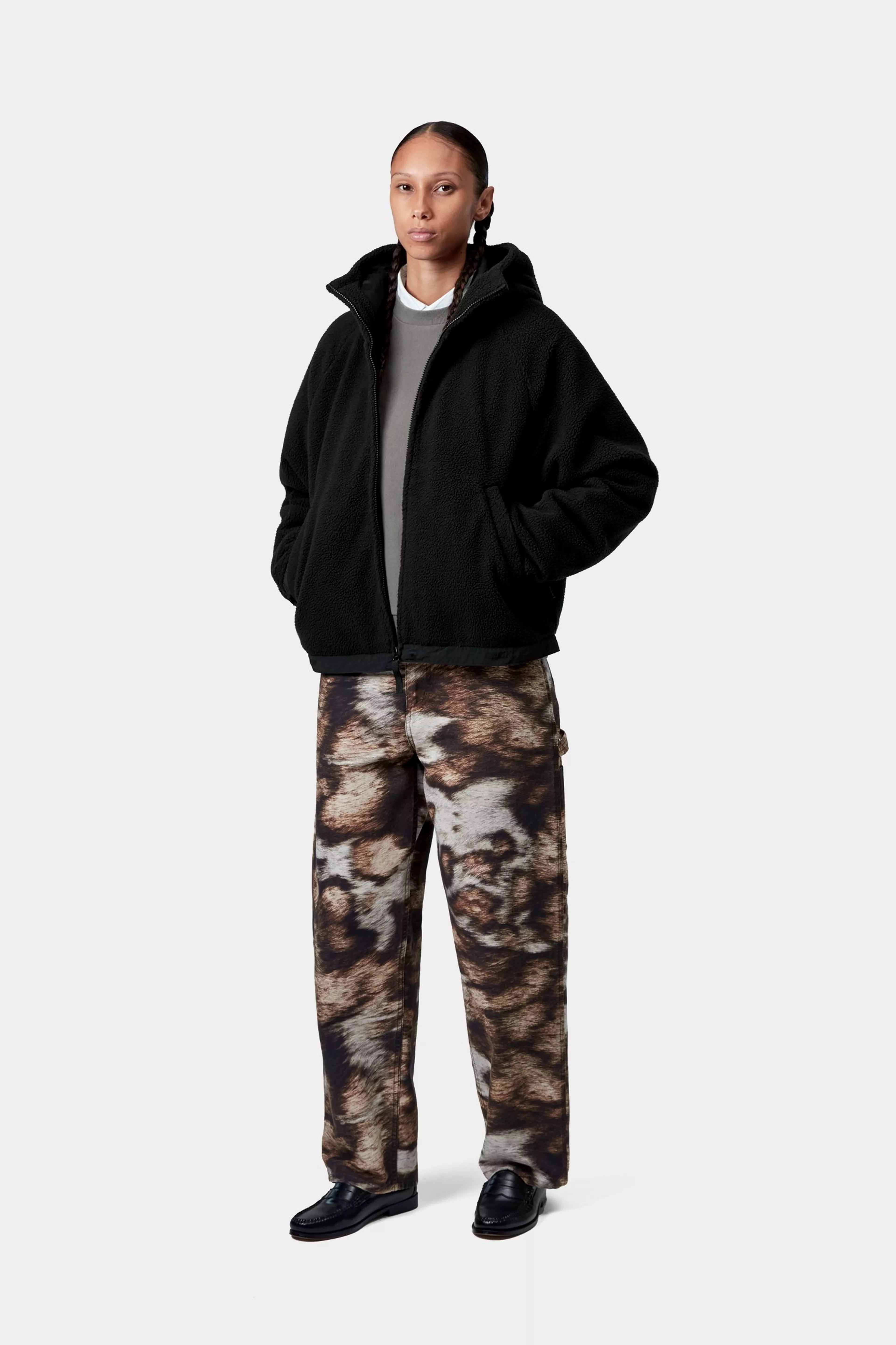 W' HOODED HELIX FLEECE JACKET - Black / Porphyry