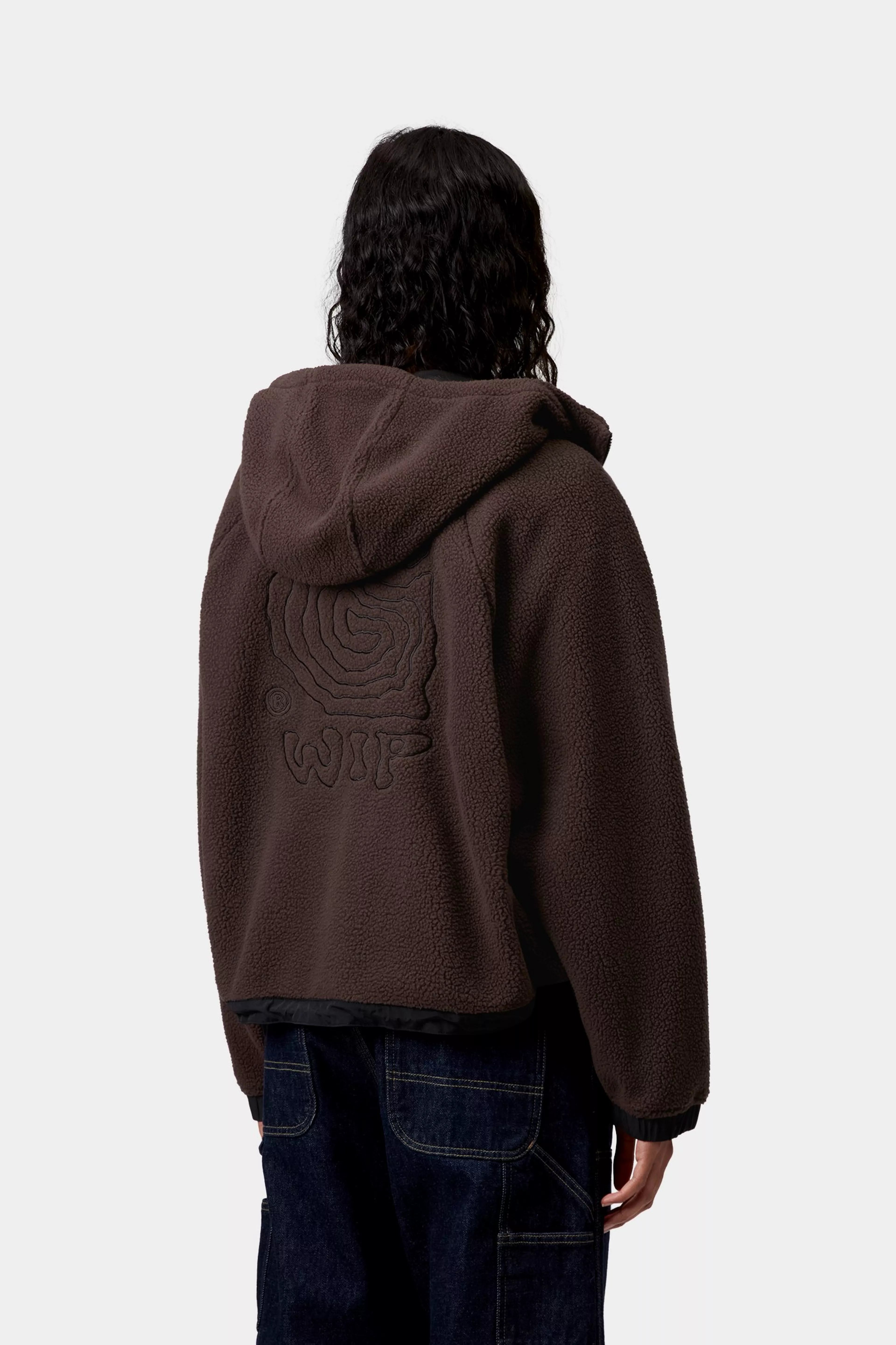 W' HOODED HELIX FLEECE JACKET - Palisander / Black